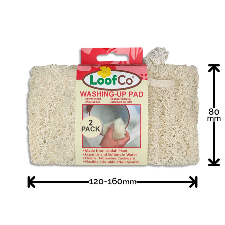 LoofCo Washing-Up Pads 2-Pack – Natural Loofah Dish Sponges