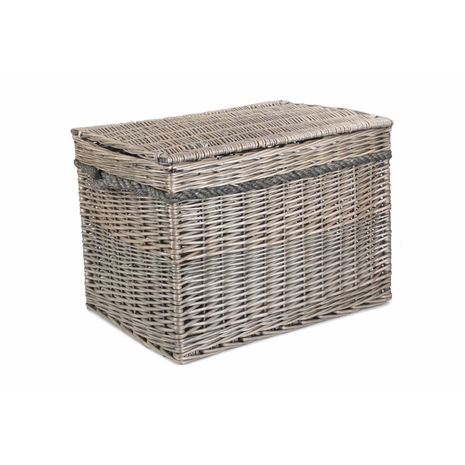 23 Inch Antique Wash Willow Storage Hamper with Rope Handles - REGN