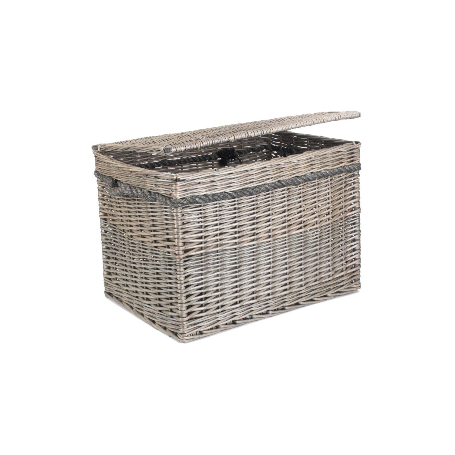 23 Inch Antique Wash Willow Storage Hamper with Rope Handles - REGN
