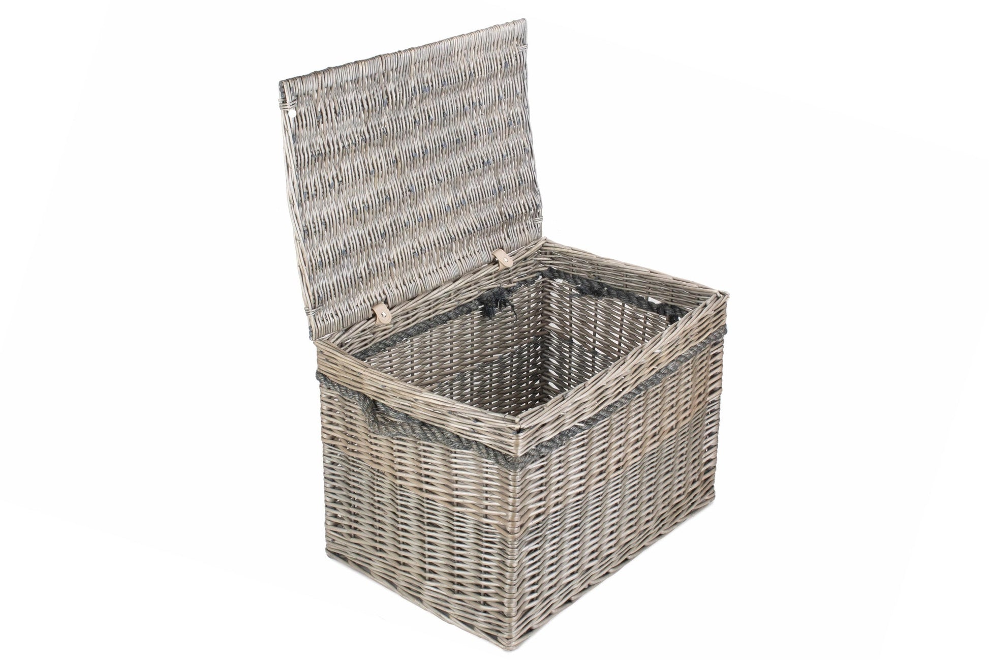 23 Inch Antique Wash Willow Storage Hamper with Rope Handles - REGN