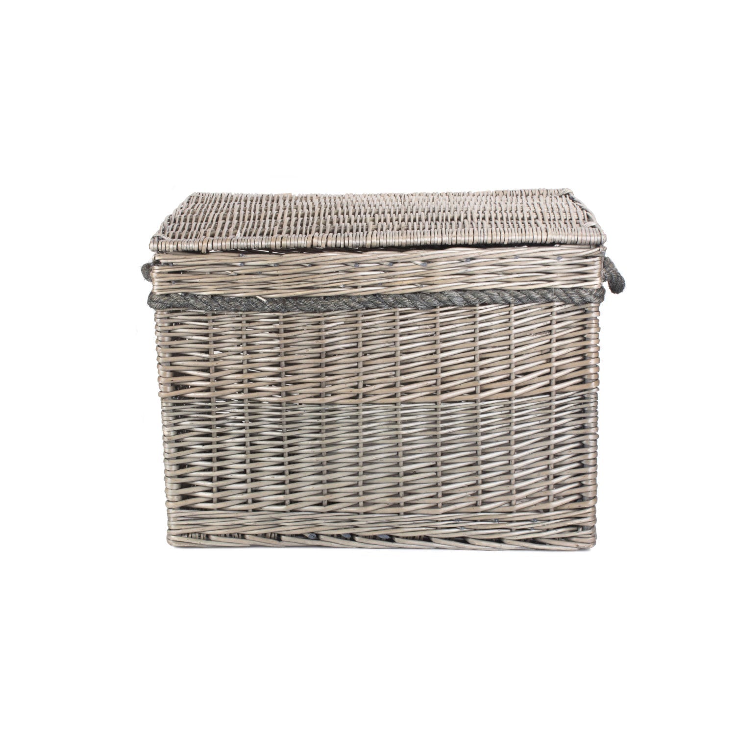 23 Inch Antique Wash Willow Storage Hamper with Rope Handles - REGN