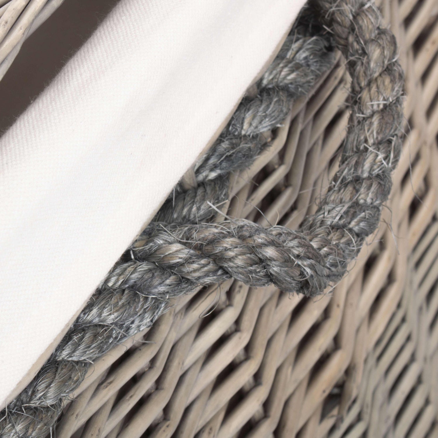 23 Inch Antique Wash Willow Storage Hamper with Rope Handles and White Lining - REGN