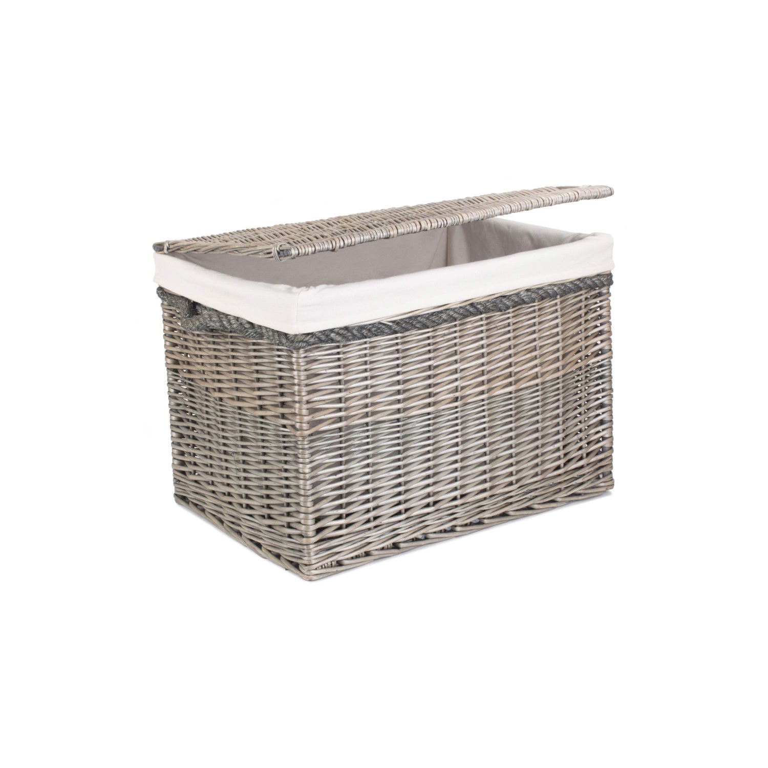 23 Inch Antique Wash Willow Storage Hamper with Rope Handles and White Lining - REGN