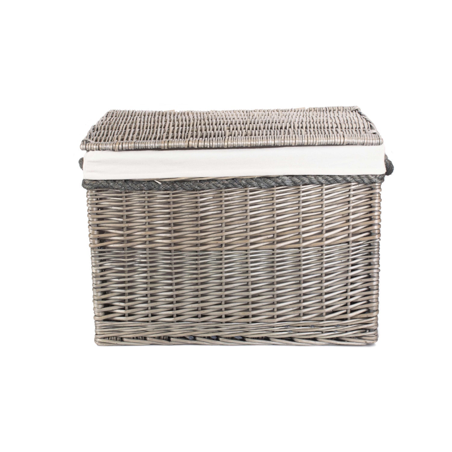 23 Inch Antique Wash Willow Storage Hamper with Rope Handles and White Lining - REGN