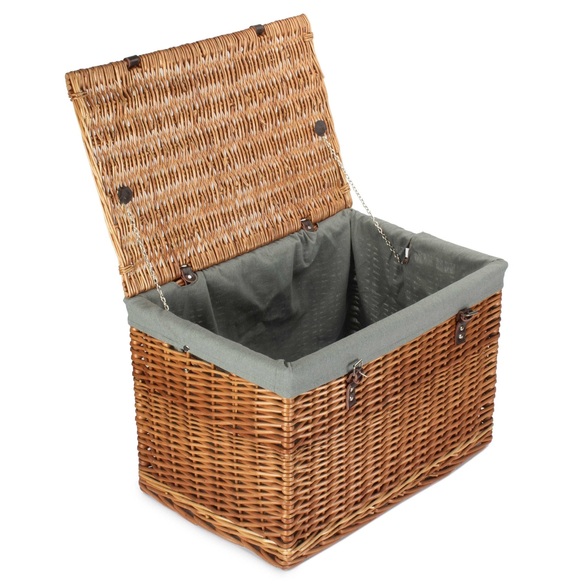 24" Double Steamed Willow Chest Hamper Trunk with Grey Sage Lining - REGN