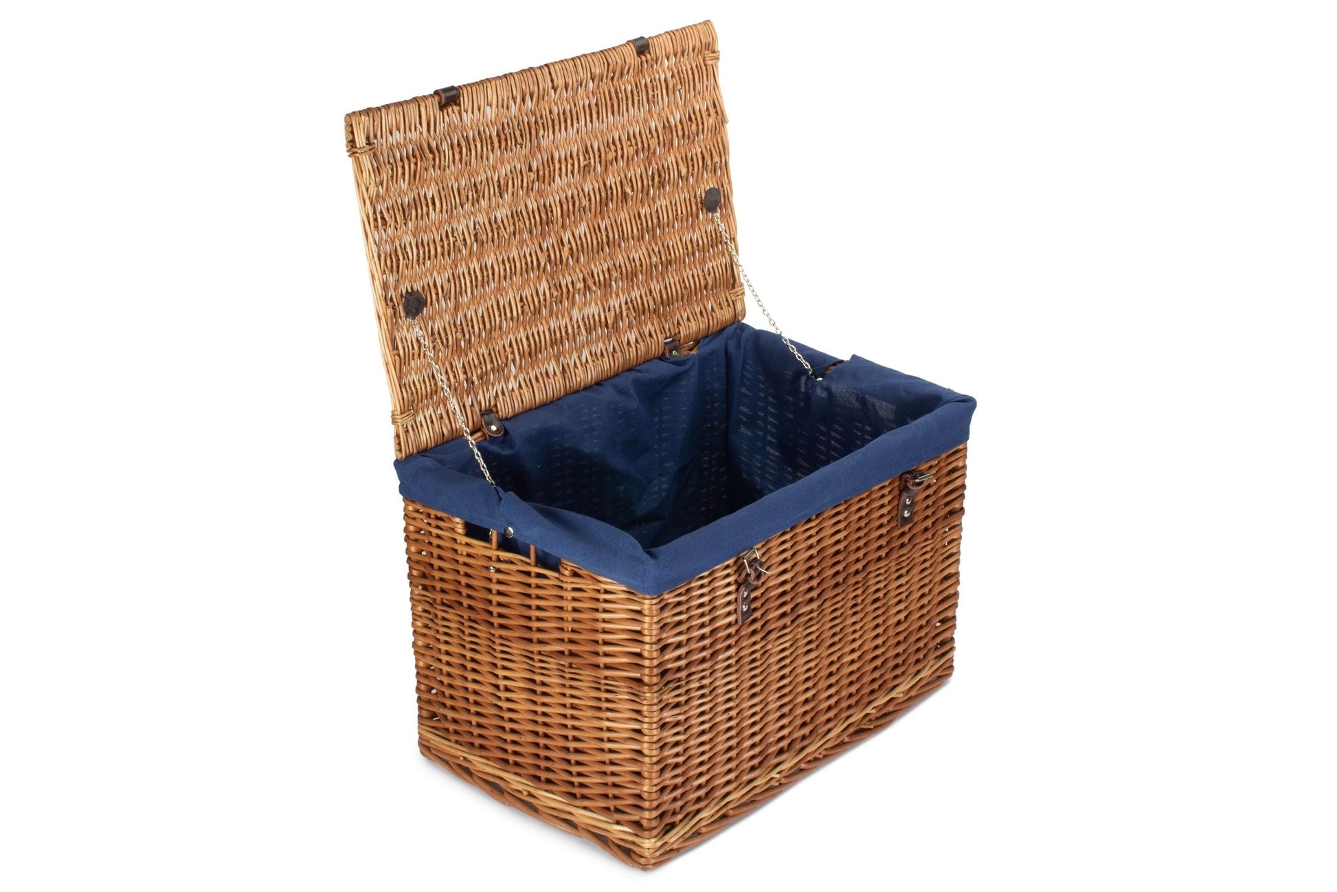 24" Double Steamed Willow Chest Hamper Trunk with Navy Blue Lining - REGN