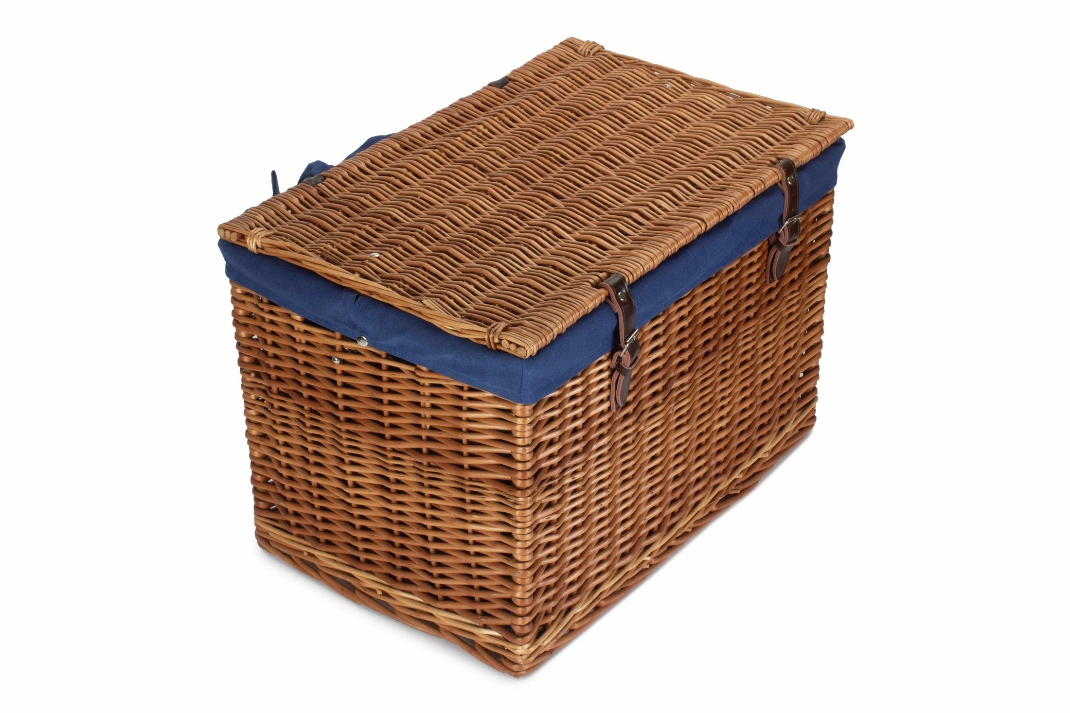 24" Double Steamed Willow Chest Hamper Trunk with Navy Blue Lining - REGN