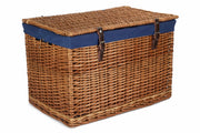 24" Double Steamed Willow Chest Hamper Trunk with Navy Blue Lining - REGN
