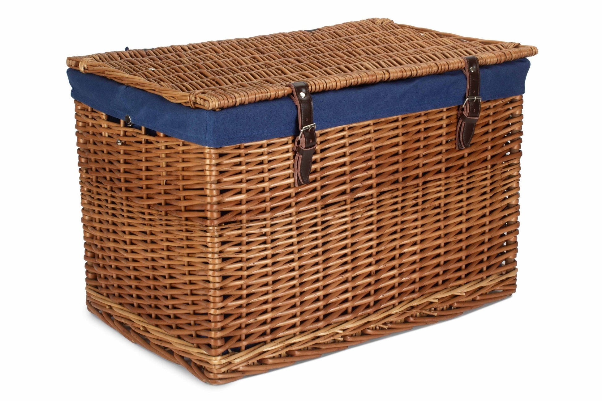 24" Double Steamed Willow Chest Hamper Trunk with Navy Blue Lining - REGN