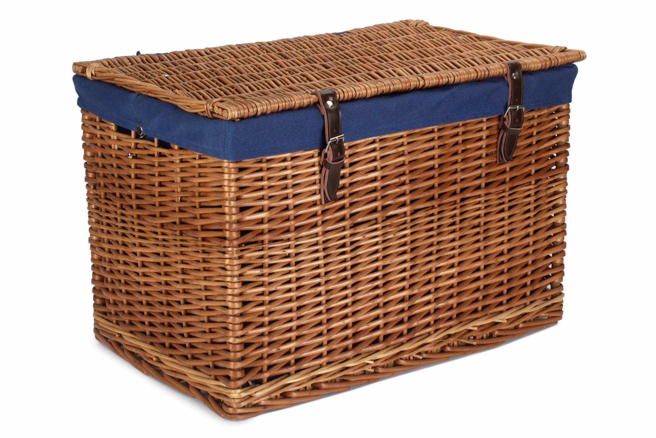 24" Double Steamed Willow Chest Hamper Trunk with Navy Blue Lining - REGN