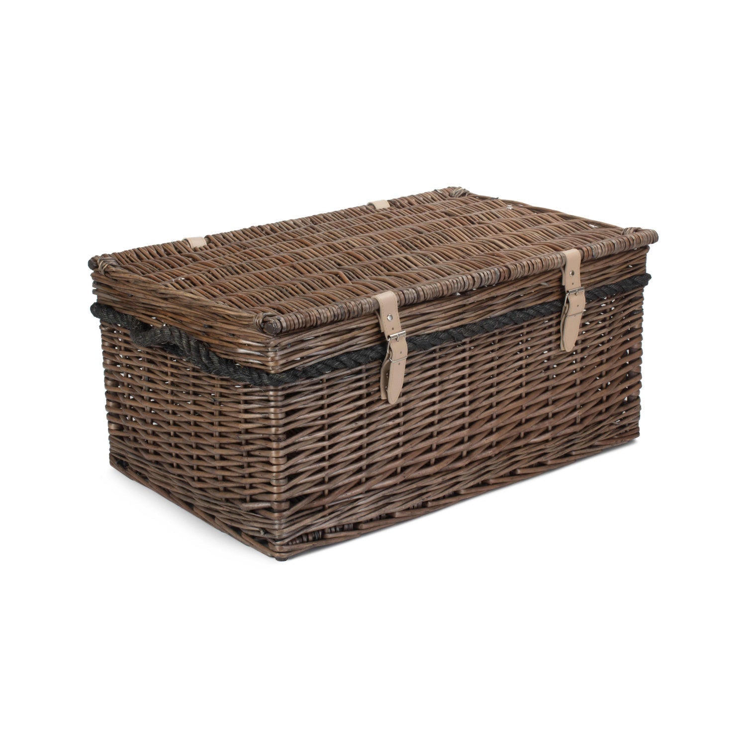 24 Inch Antique Wash Willow Rope Handled Trunk - REGN
