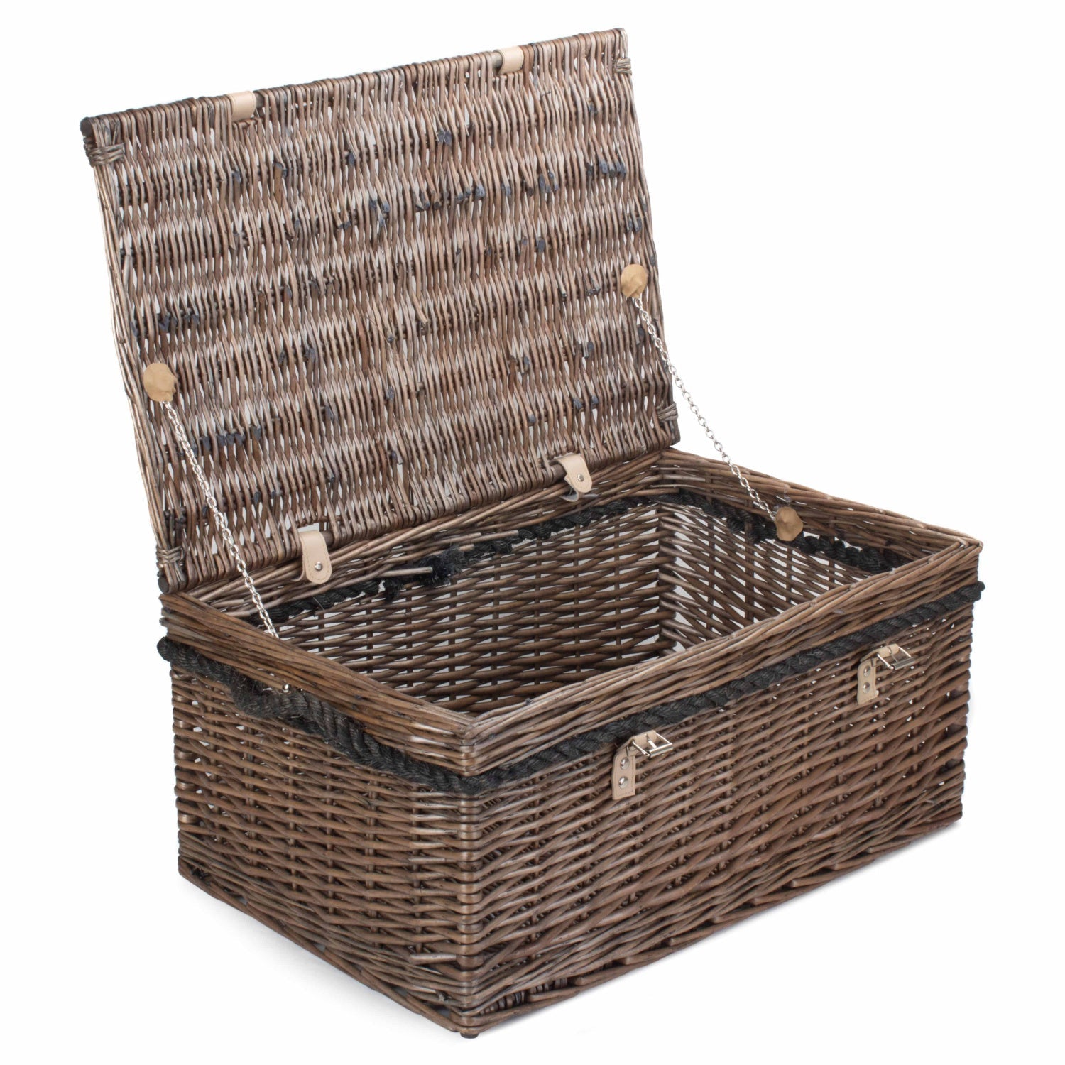 24 Inch Antique Wash Willow Rope Handled Trunk - REGN