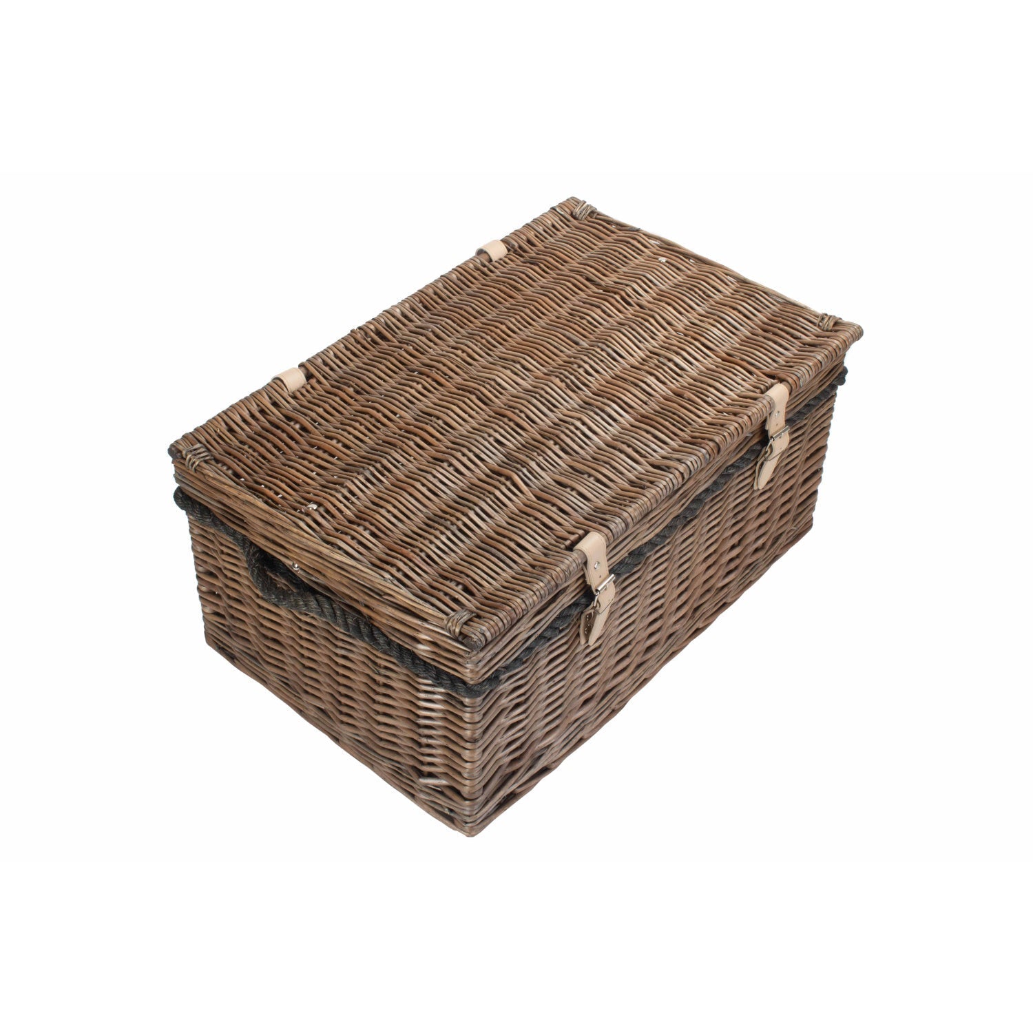 24 Inch Antique Wash Willow Rope Handled Trunk - REGN