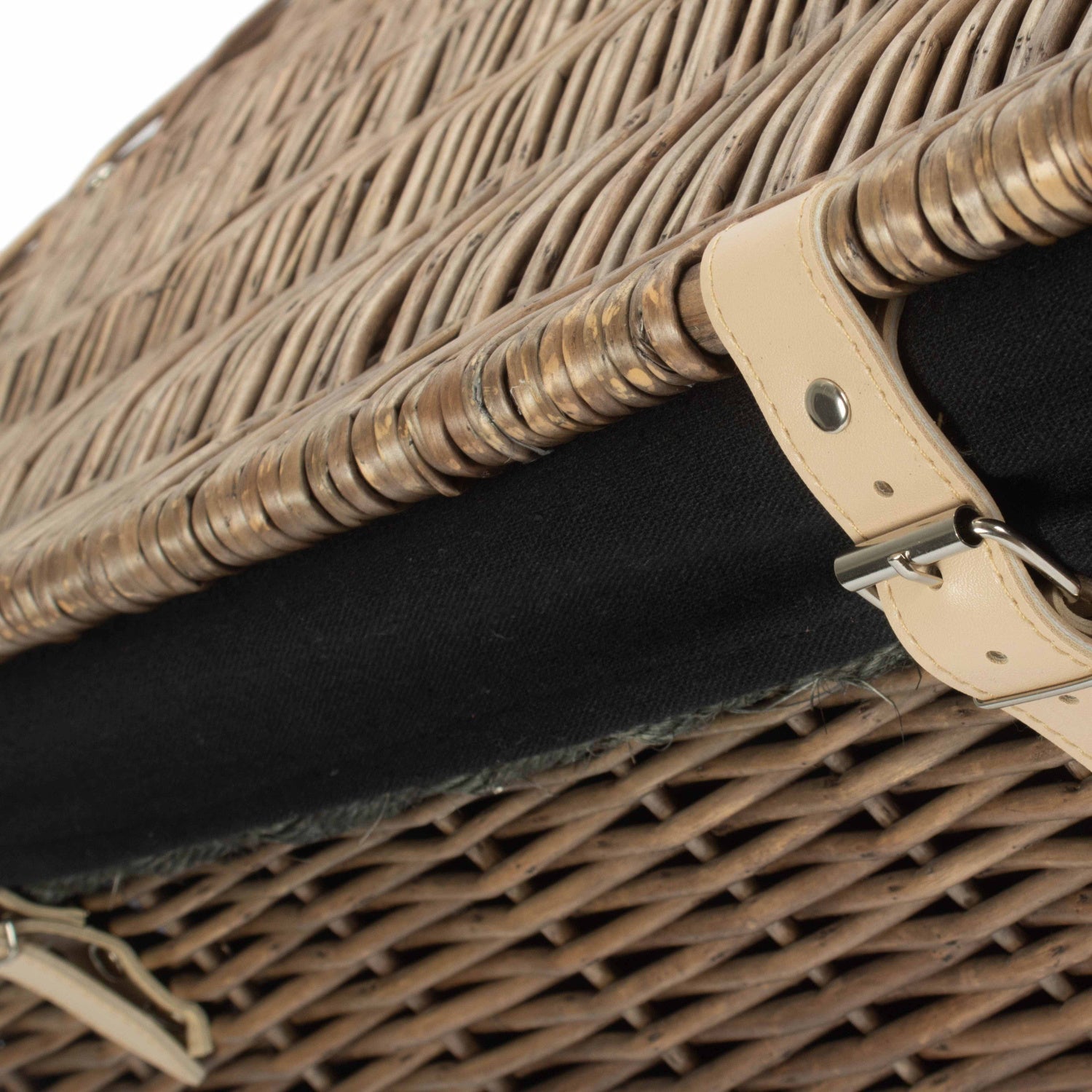 24 Inch Antique Wash Willow Rope Handled Trunk with Black Lining - REGN