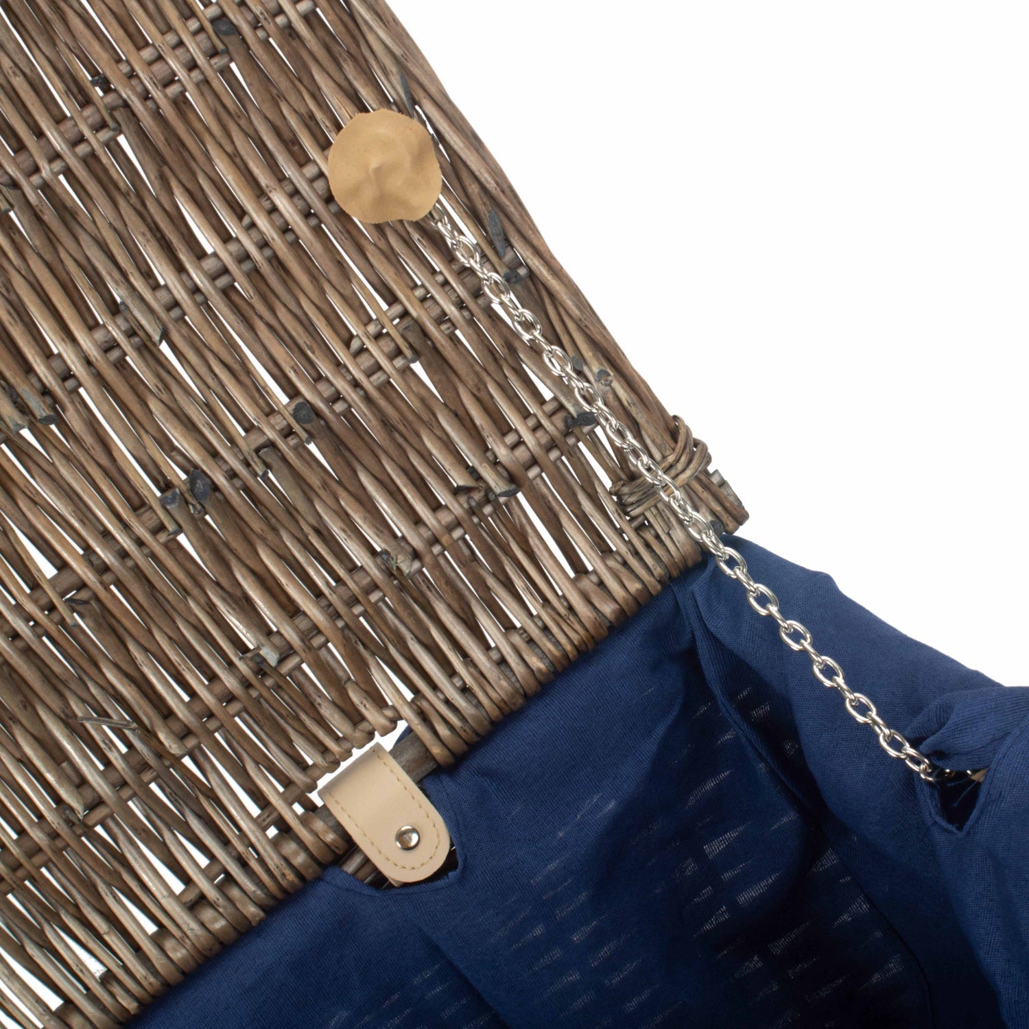 24 Inch Antique Wash Willow Rope Handled Trunk with Navy Blue Lining - REGN