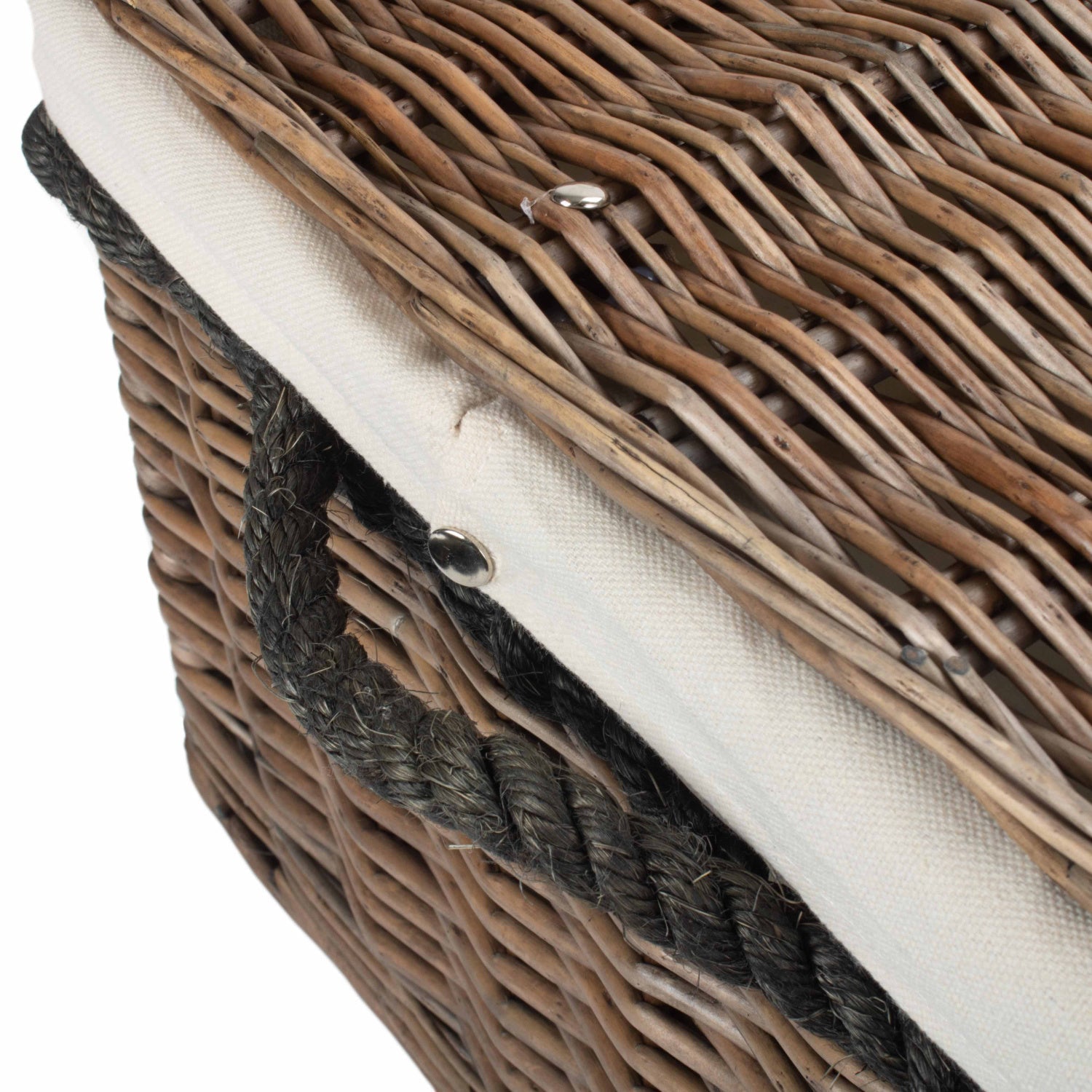 24 Inch Antique Wash Willow Rope Handled Trunk with White Lining - REGN
