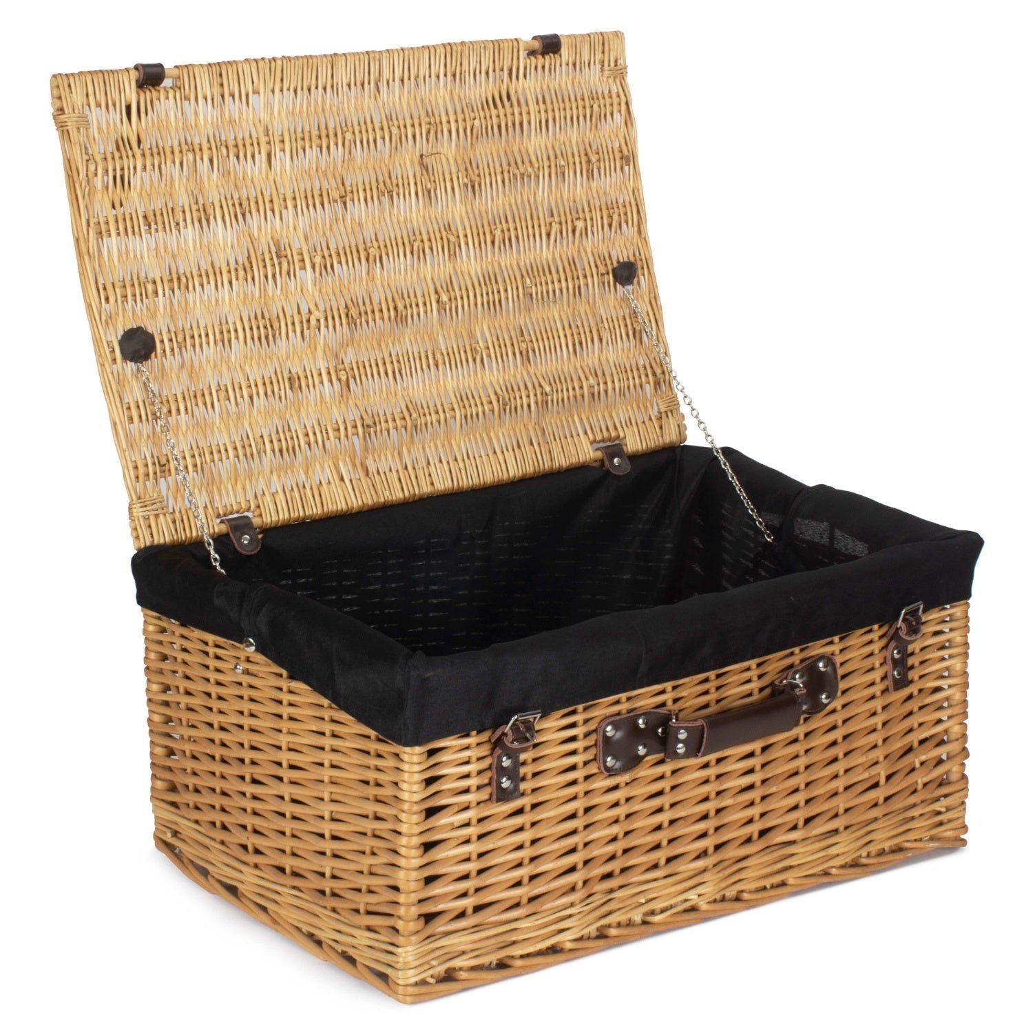 24 Inch Buff Willow Hamper with Black Lining - REGN