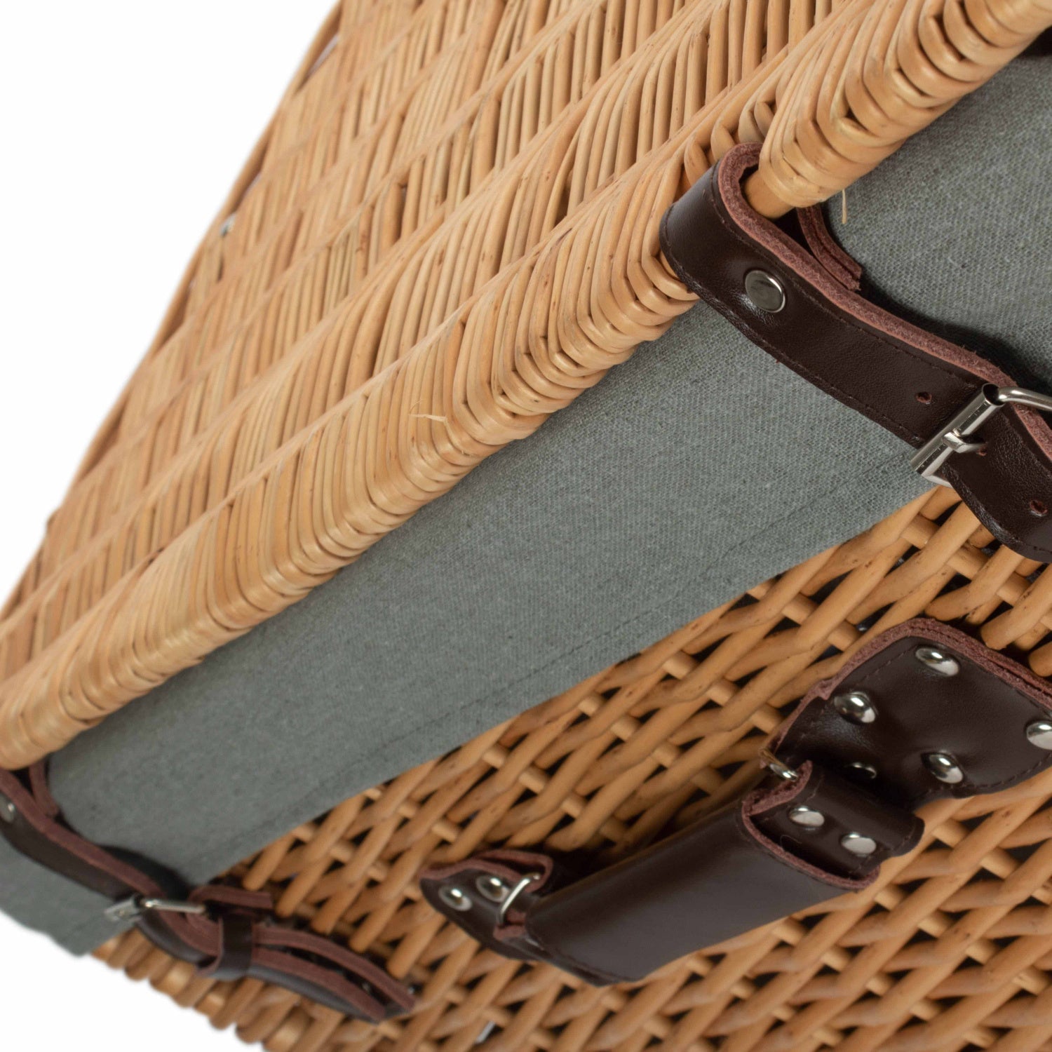 24 Inch Buff Willow Hamper with Grey Sage Lining - REGN