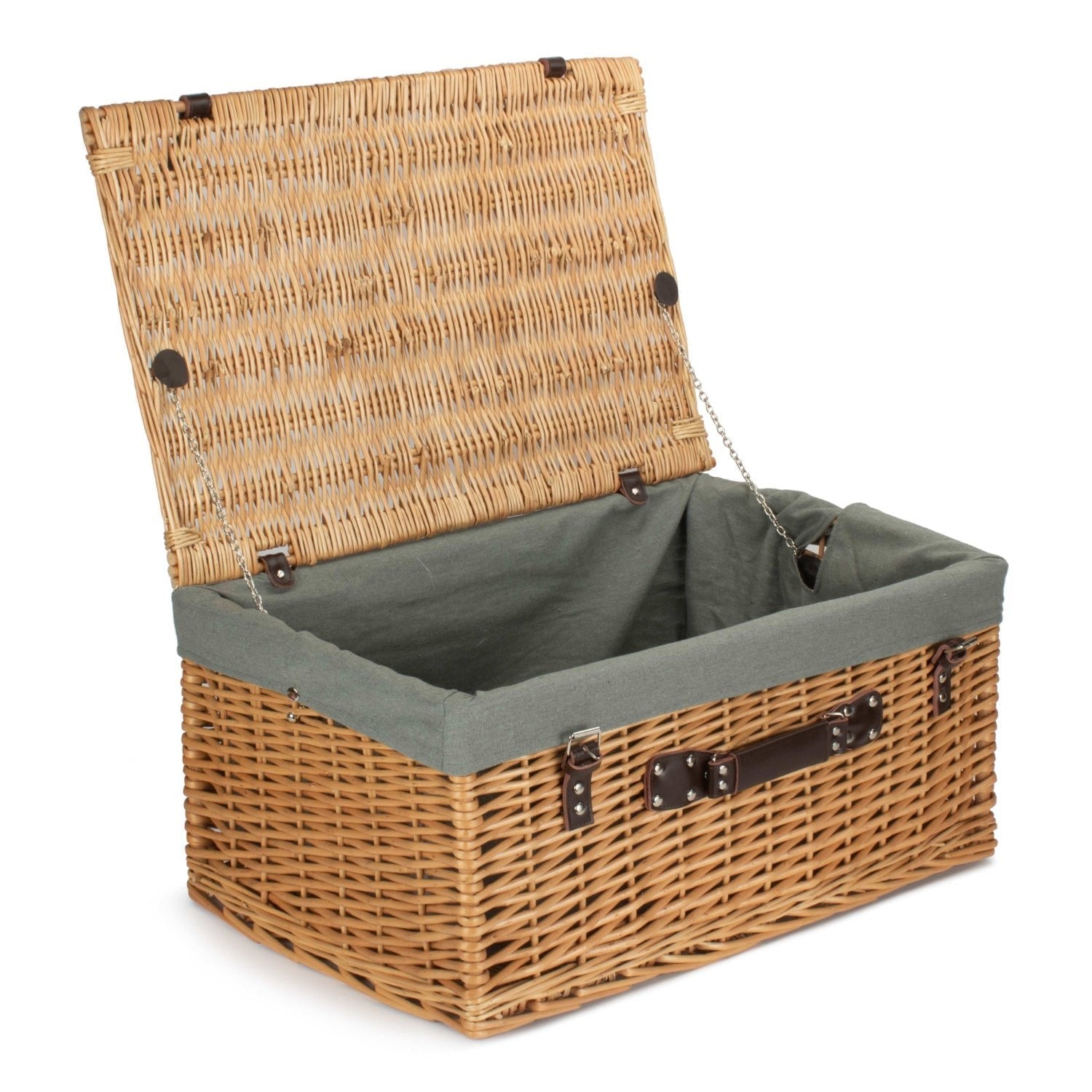 24 Inch Buff Willow Hamper with Grey Sage Lining - REGN