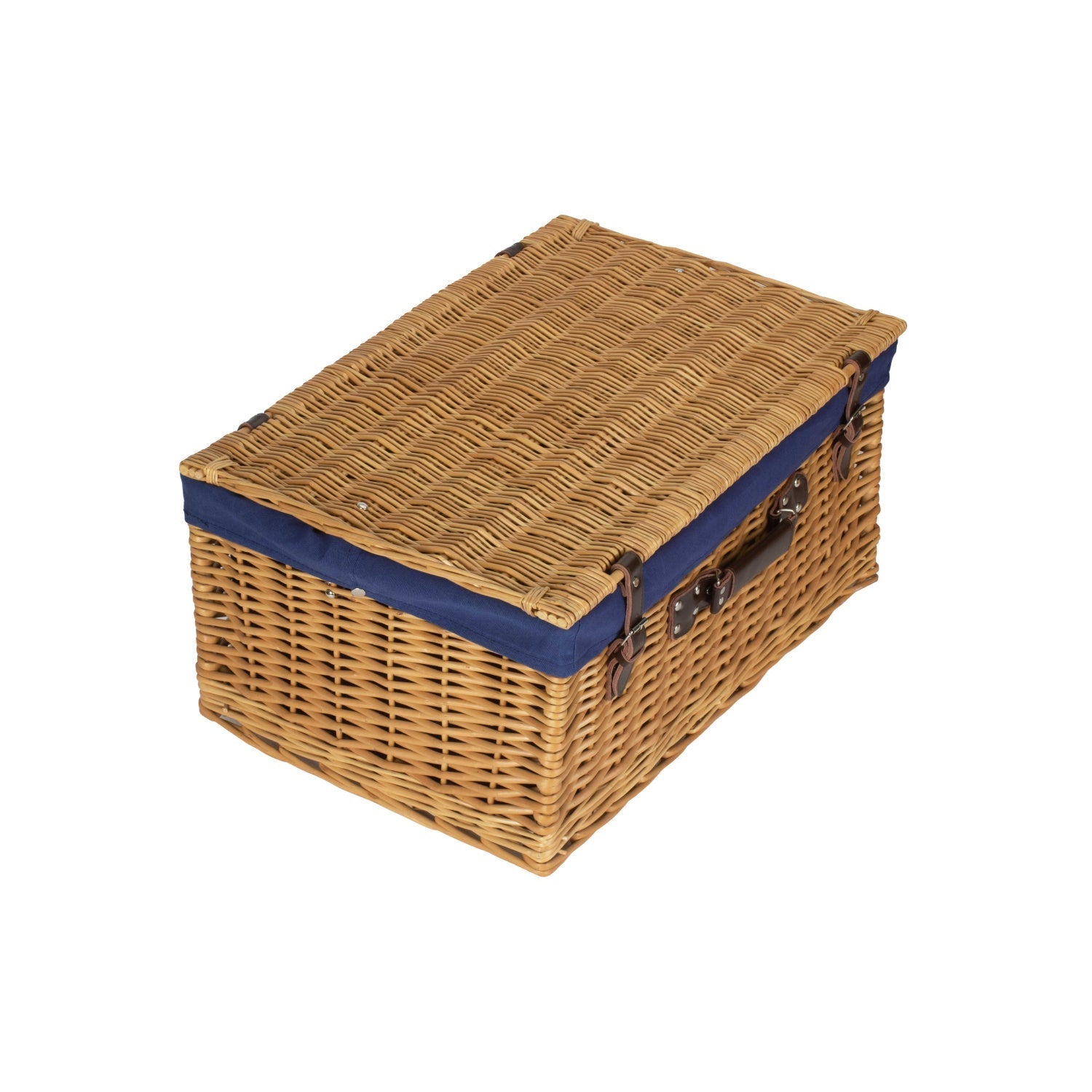 24 Inch Buff Willow Hamper with Navy Blue Lining - REGN