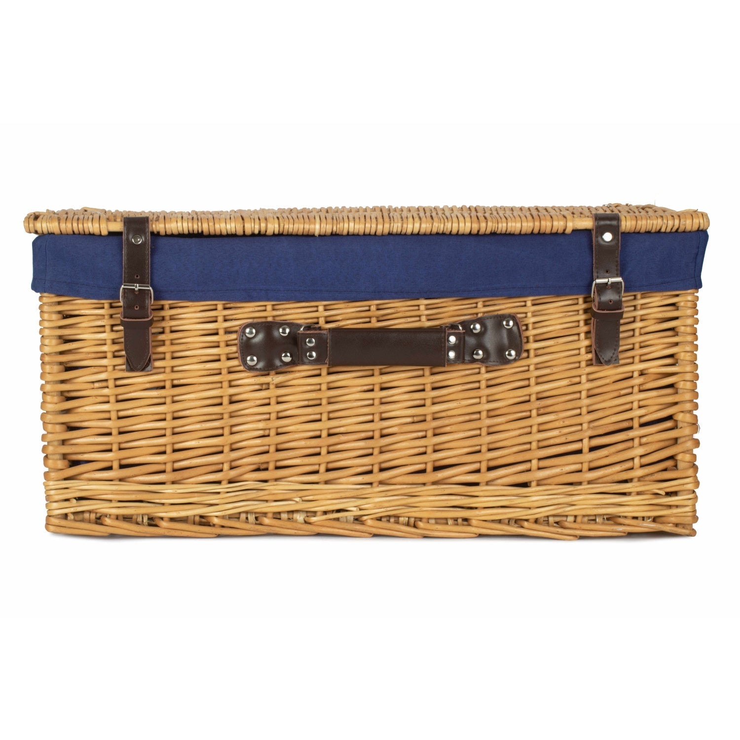 24 Inch Buff Willow Hamper with Navy Blue Lining - REGN