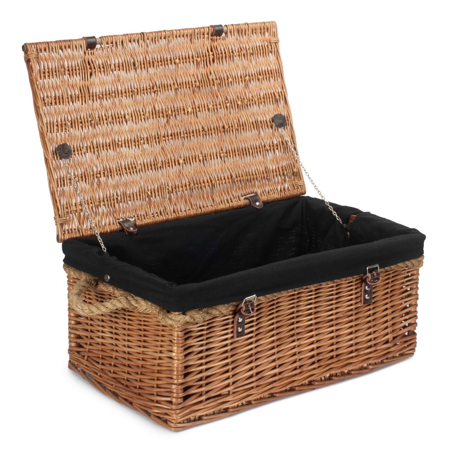 24 Inch Double Steamed Willow Rope Handled Trunk with Black Lining - REGN