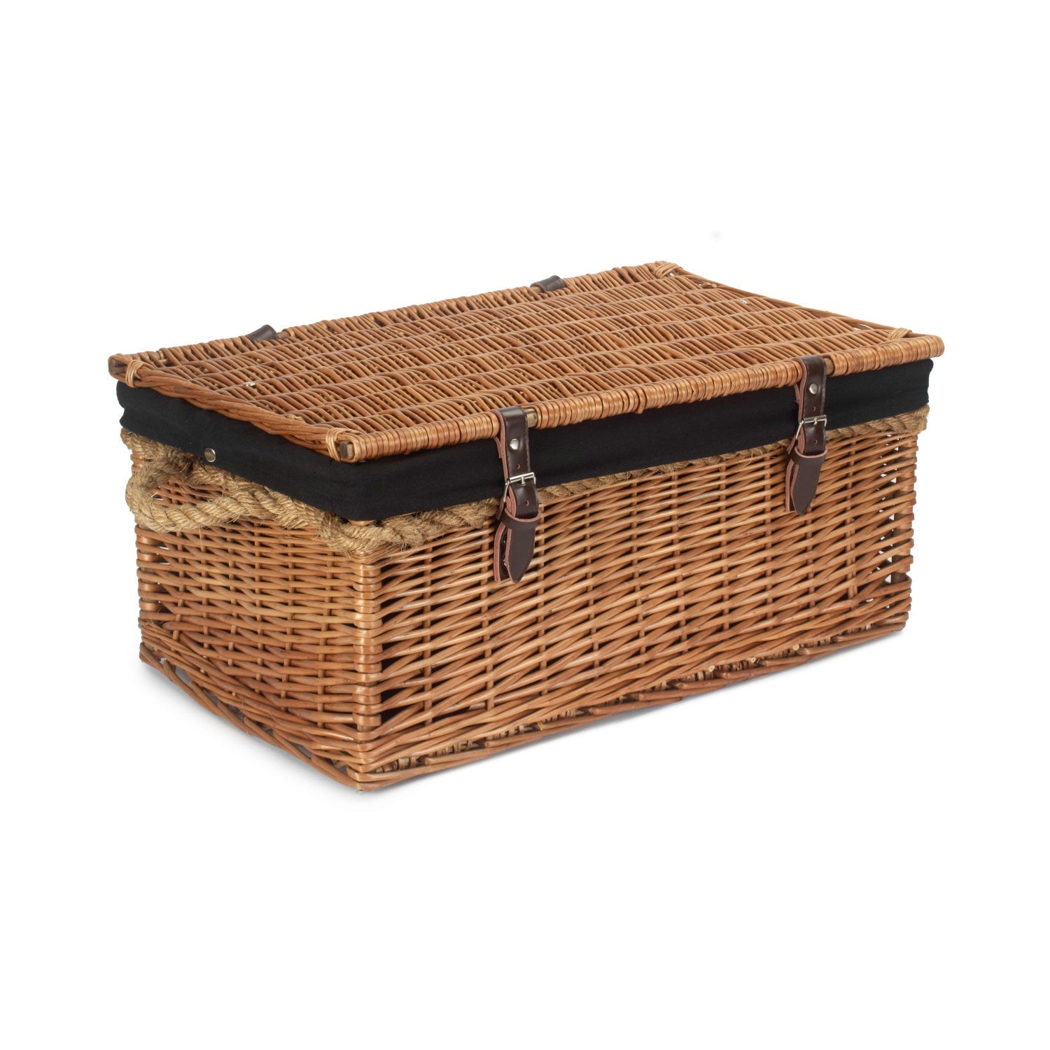 24 Inch Double Steamed Willow Rope Handled Trunk with Black Lining - REGN