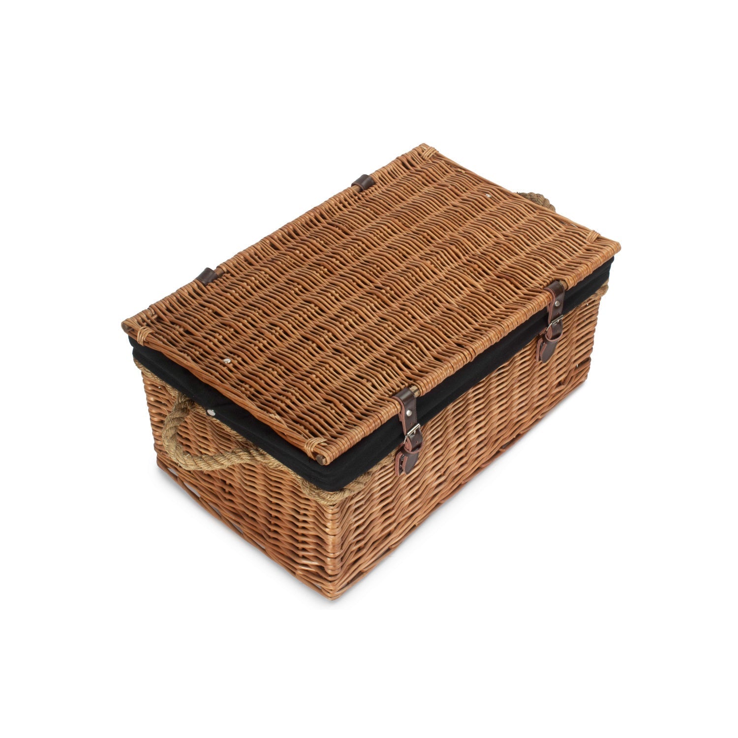 24 Inch Double Steamed Willow Rope Handled Trunk with Black Lining - REGN