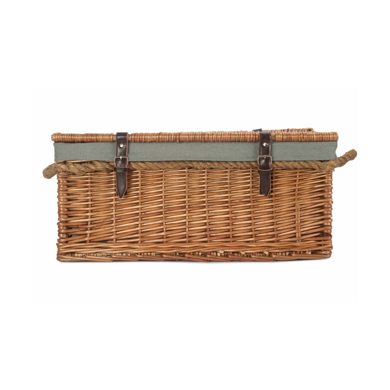 24 Inch Double Steamed Willow Rope Handled Trunk with Grey Sage Lining - REGN