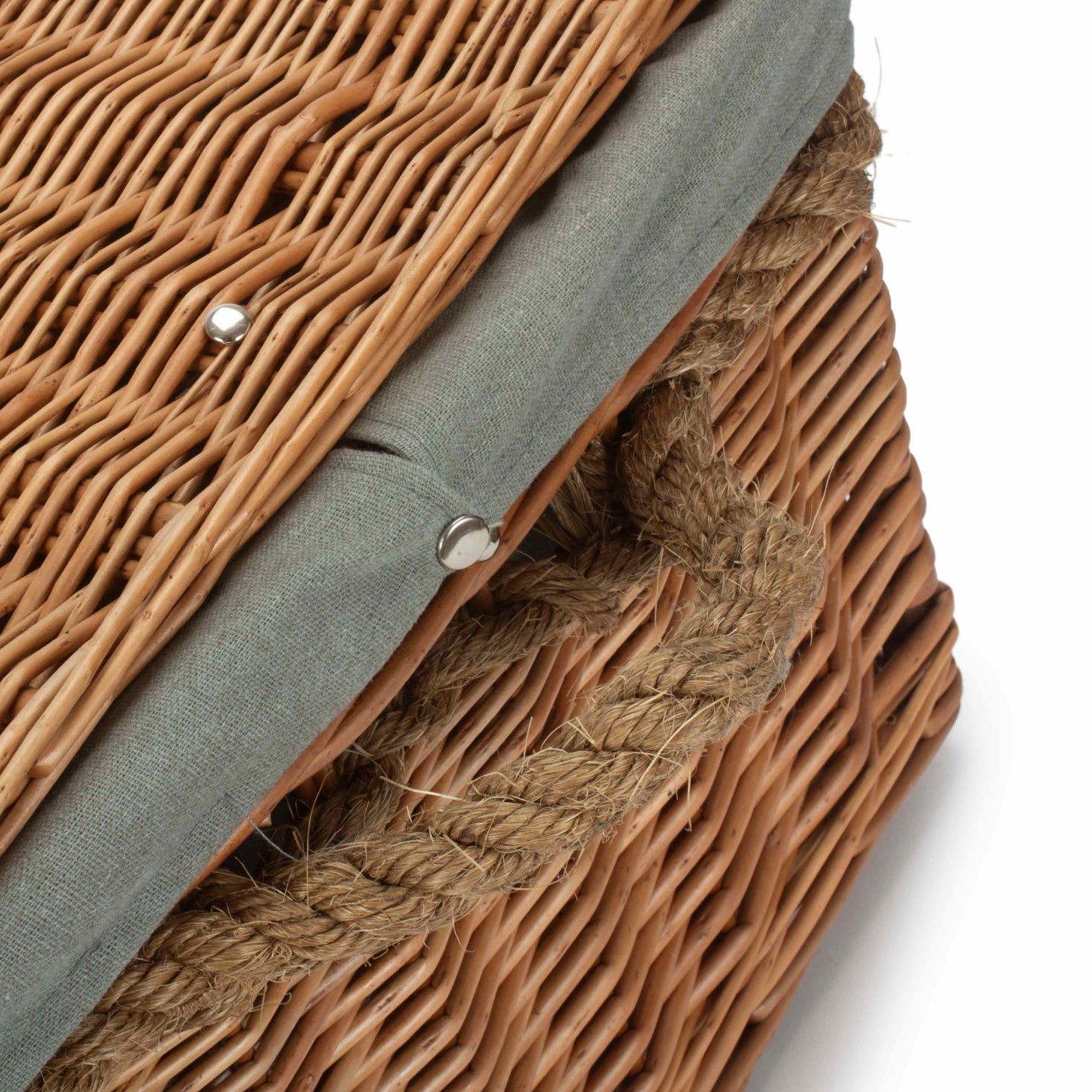 24 Inch Double Steamed Willow Rope Handled Trunk with Grey Sage Lining - REGN