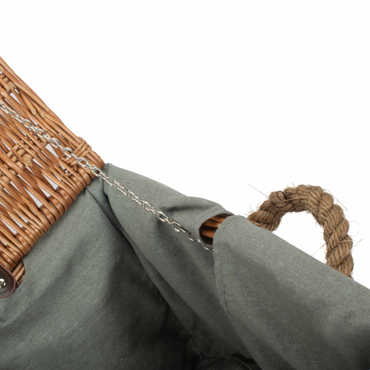 24 Inch Double Steamed Willow Rope Handled Trunk with Grey Sage Lining - REGN