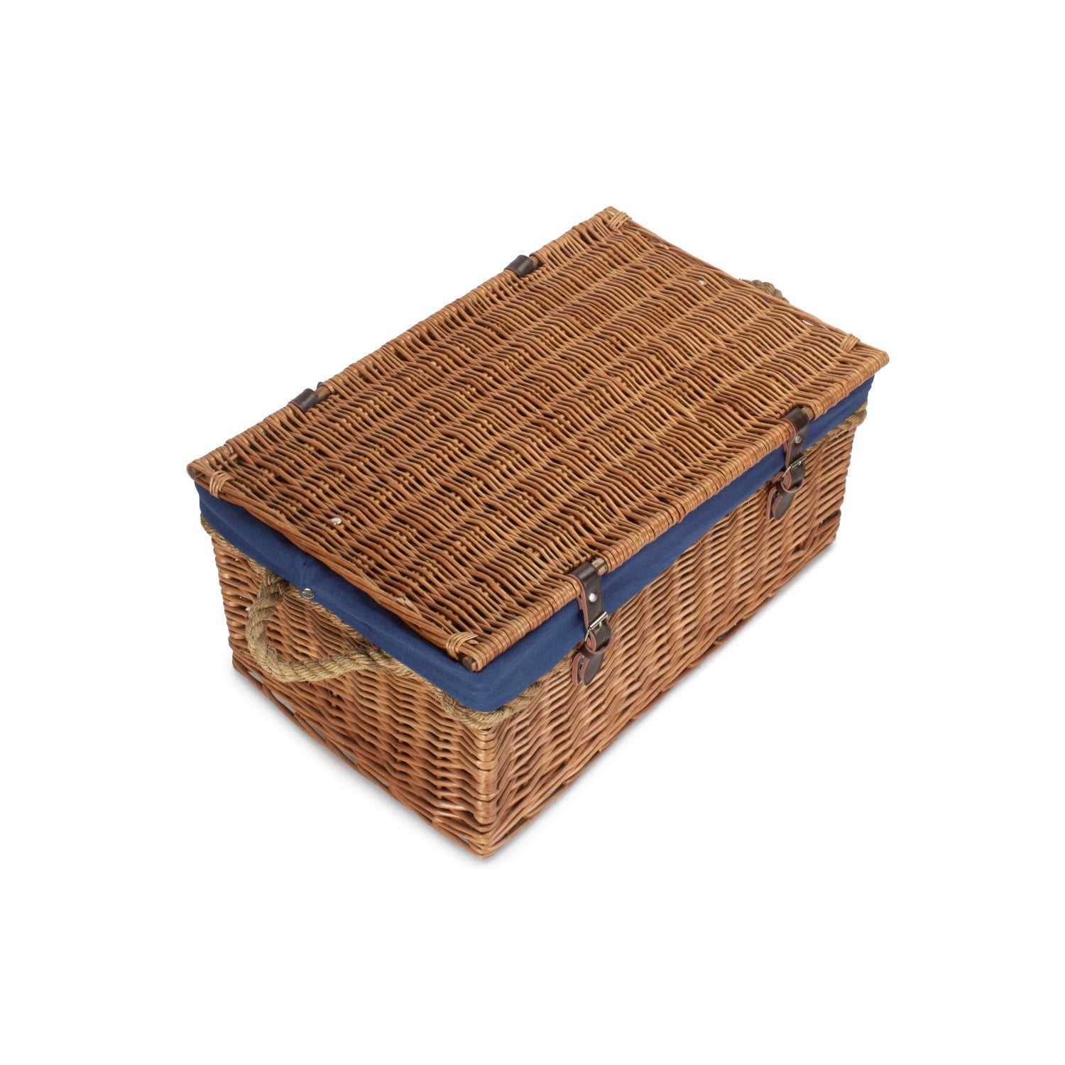 24 Inch Double Steamed Willow Rope Handled Trunk with Navy Blue Lining - REGN
