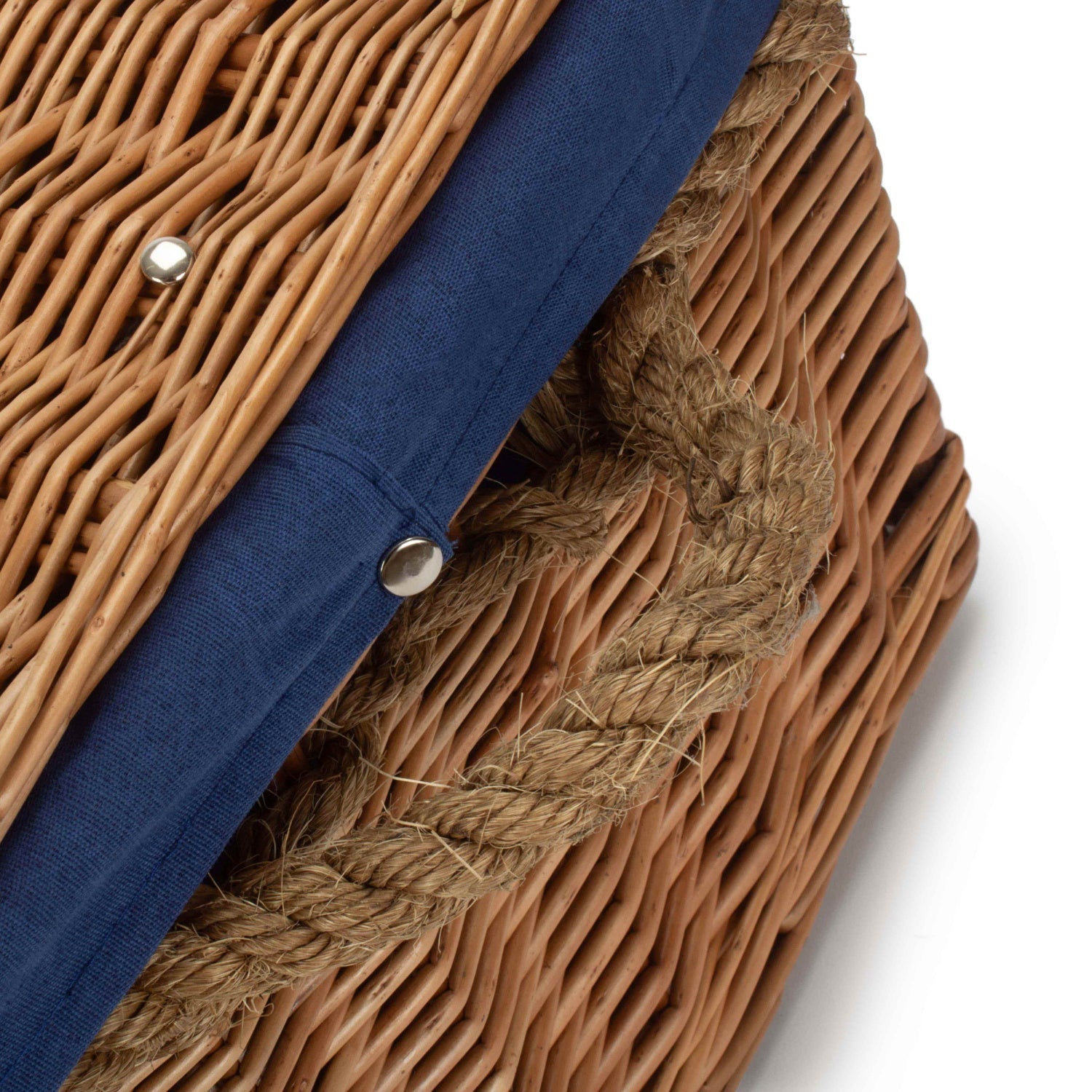 24 Inch Double Steamed Willow Rope Handled Trunk with Navy Blue Lining - REGN