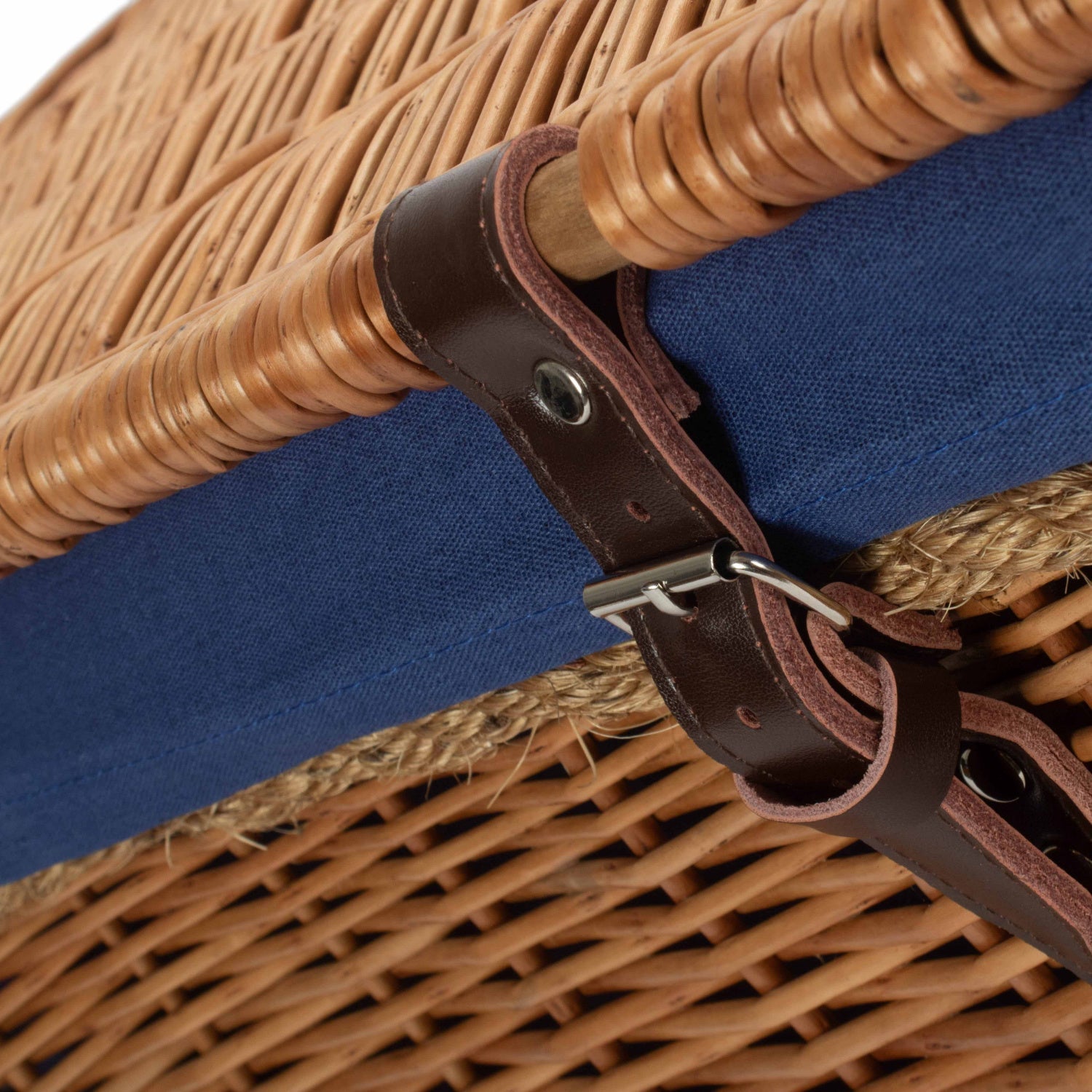24 Inch Double Steamed Willow Rope Handled Trunk with Navy Blue Lining - REGN