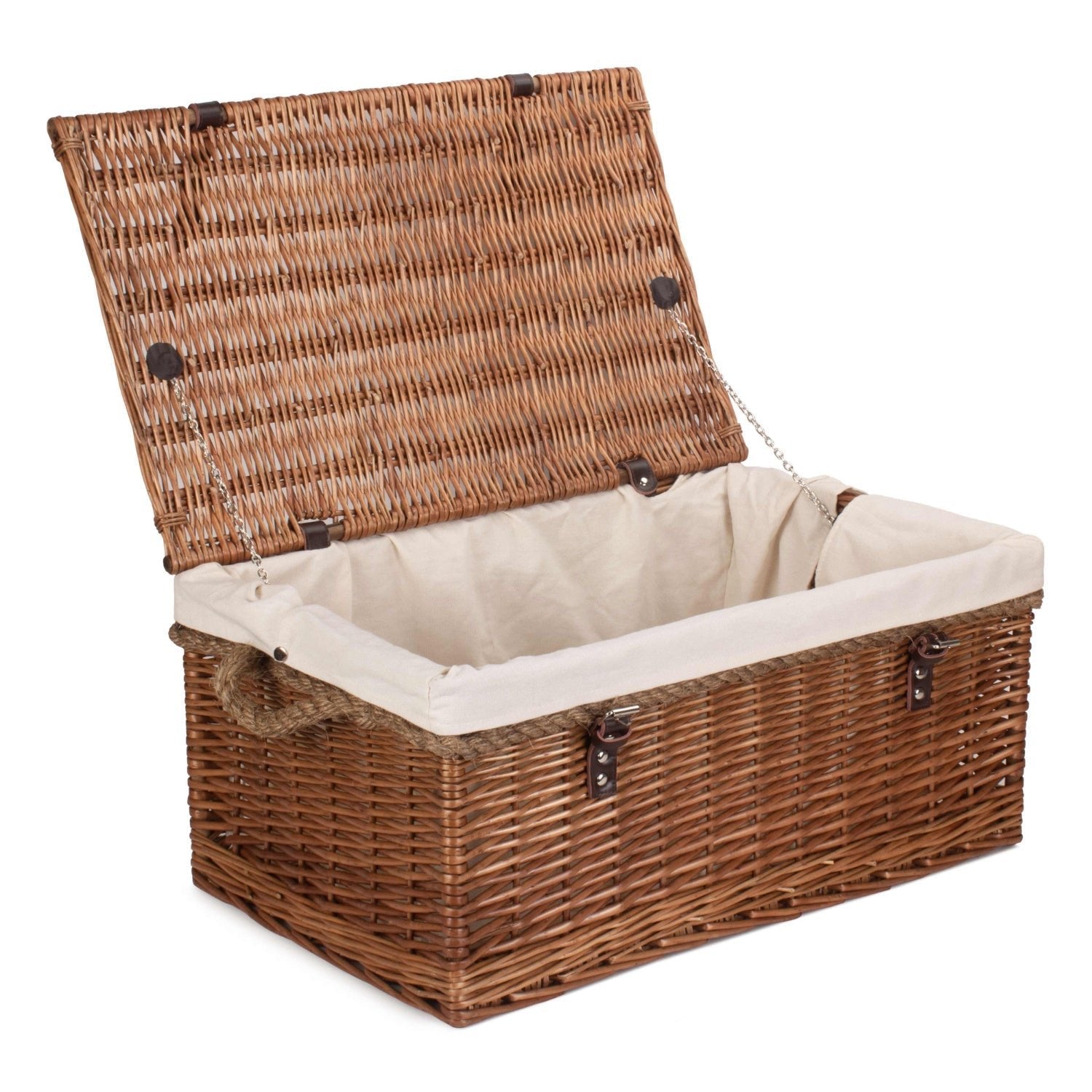 24 Inch Double Steamed Willow Rope Handled Trunk with White Lining - REGN