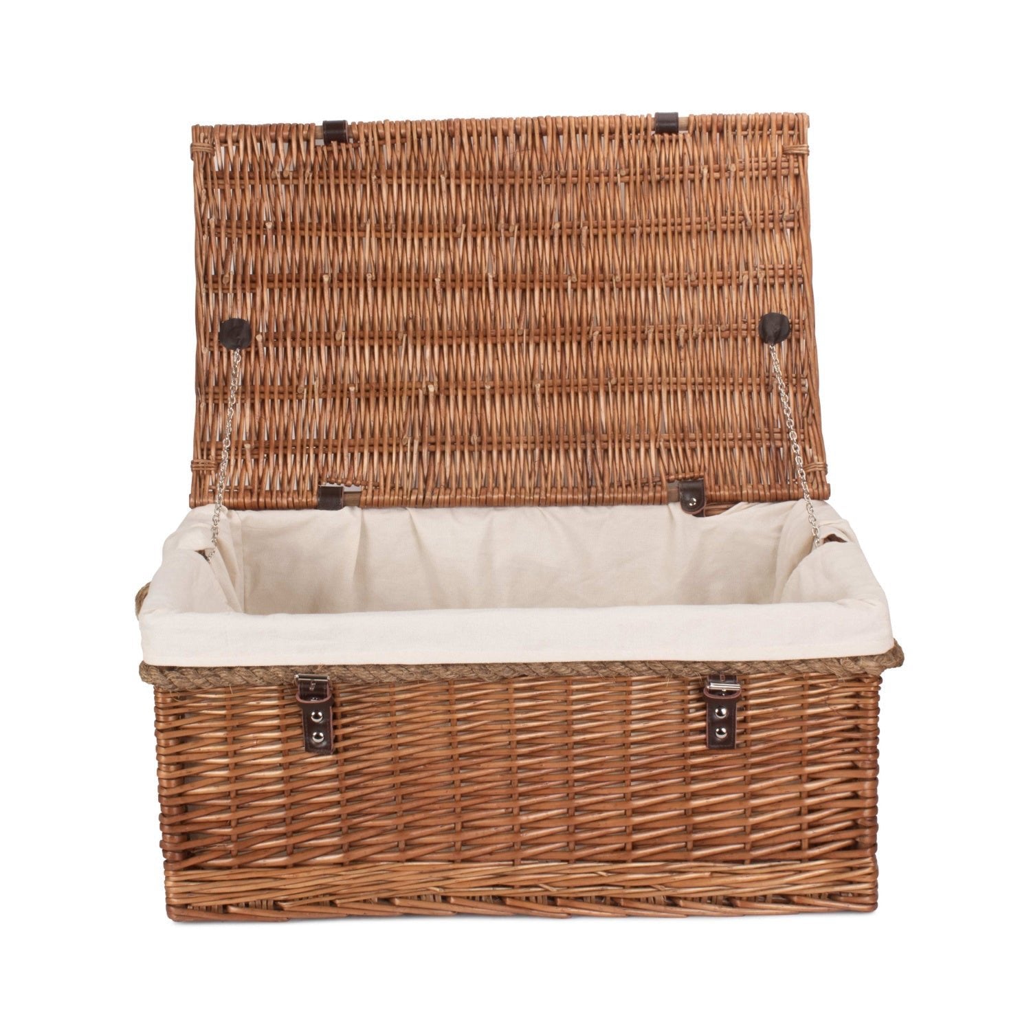 24 Inch Double Steamed Willow Rope Handled Trunk with White Lining - REGN