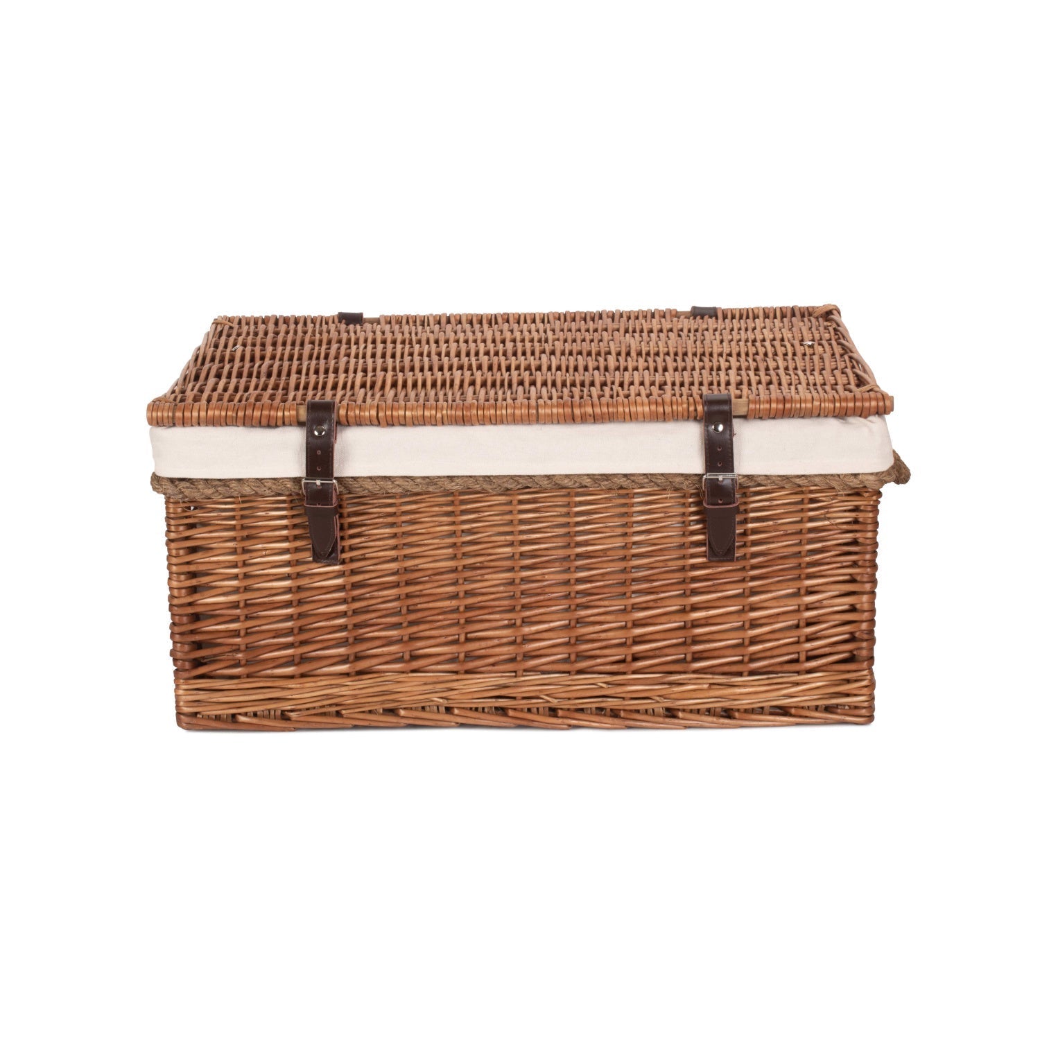 24 Inch Double Steamed Willow Rope Handled Trunk with White Lining - REGN