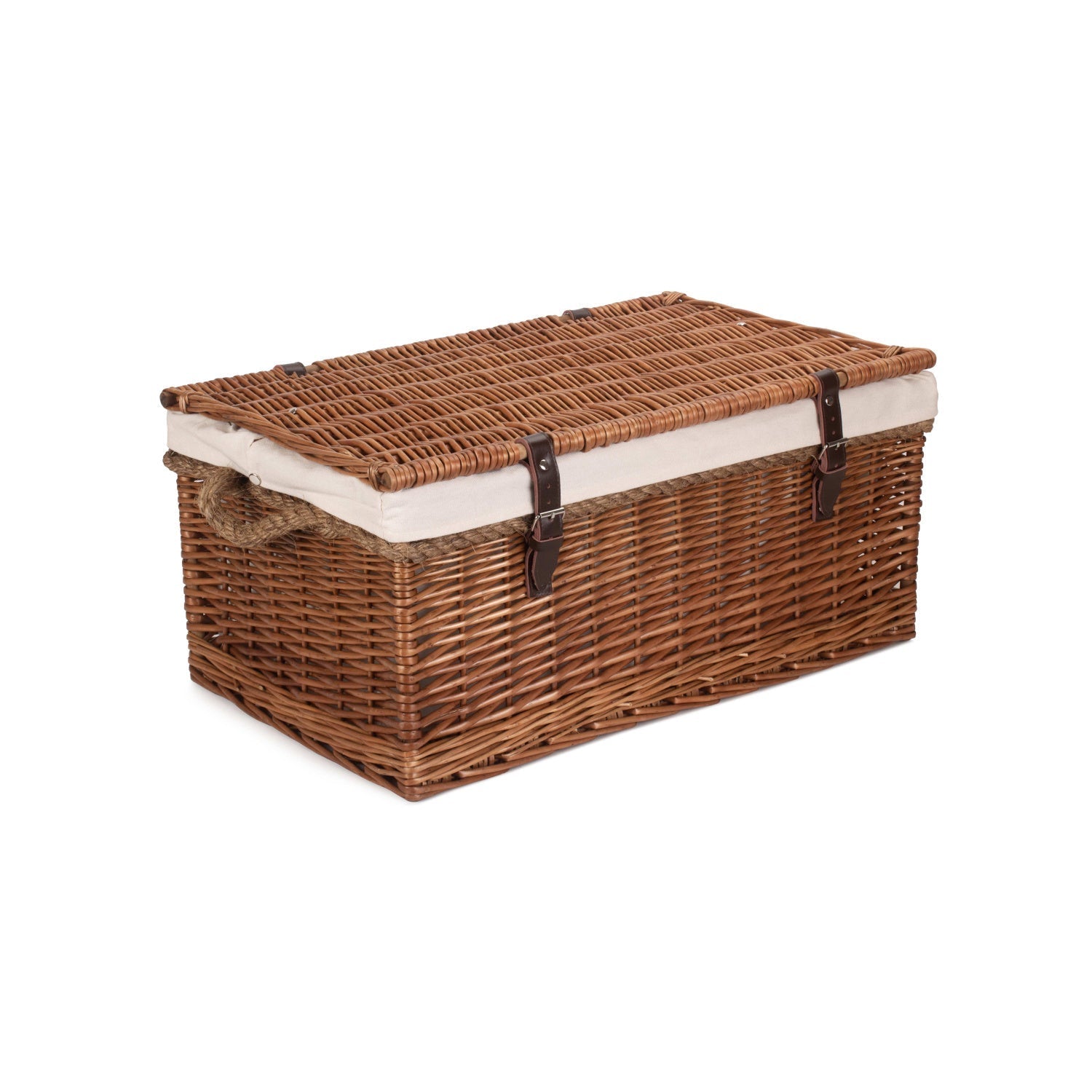 24 Inch Double Steamed Willow Rope Handled Trunk with White Lining - REGN