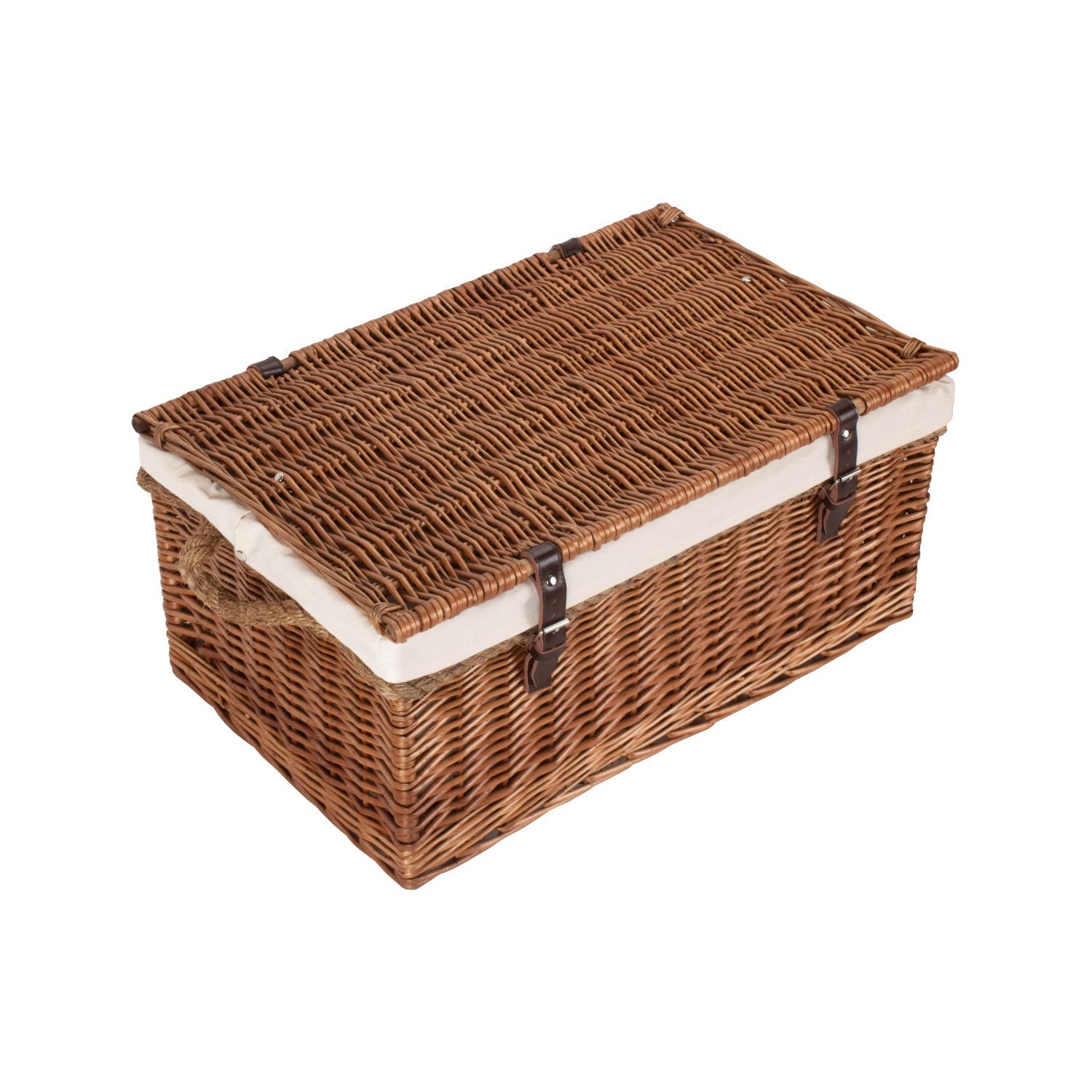24 Inch Double Steamed Willow Rope Handled Trunk with White Lining - REGN