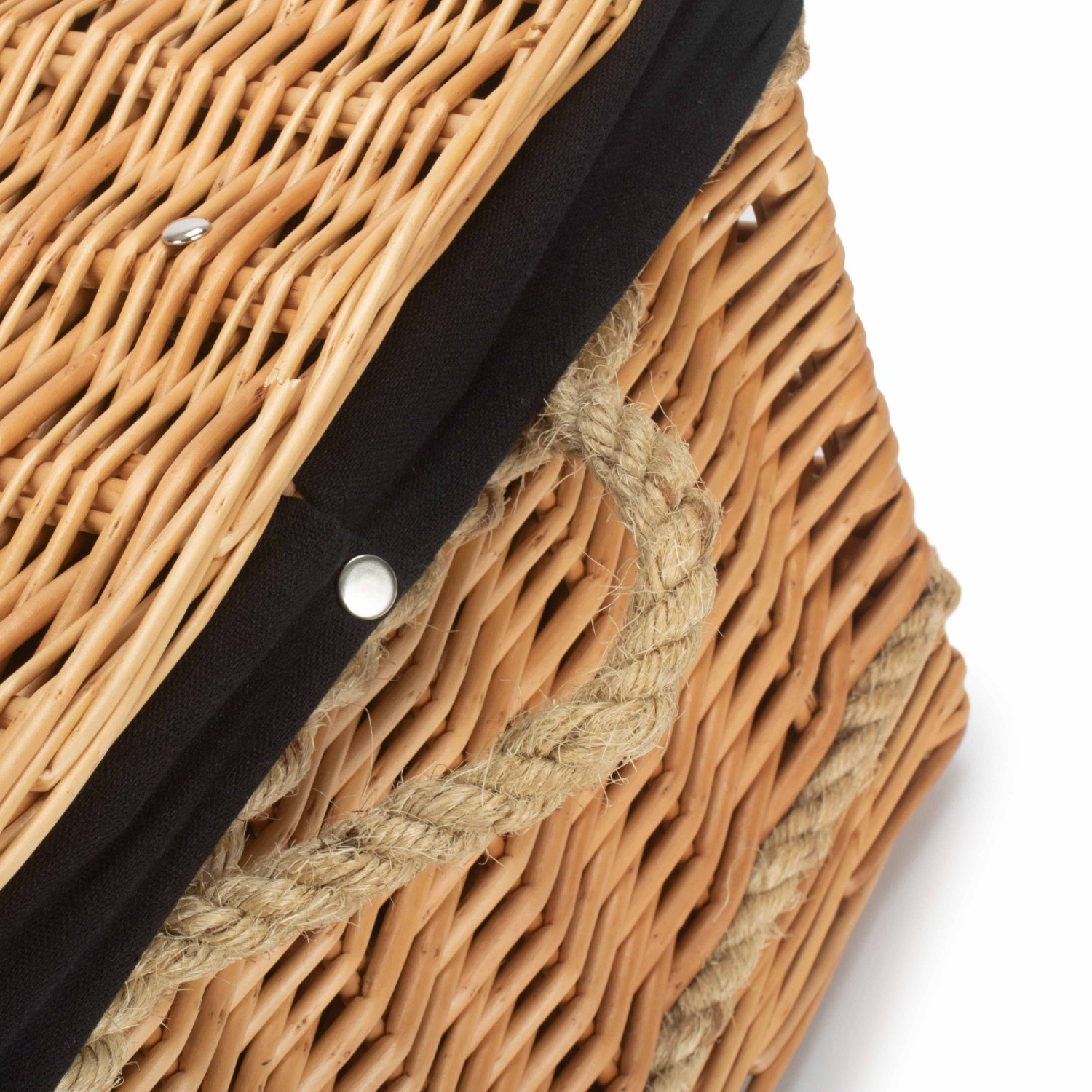 24 Inch Rope Handled Willow Hamper Trunk with Black Lining - REGN