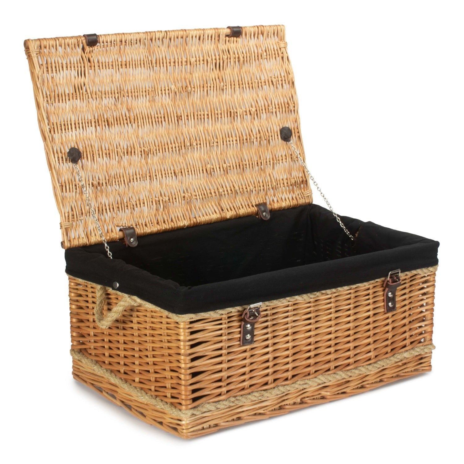 24 Inch Rope Handled Willow Hamper Trunk with Black Lining - REGN