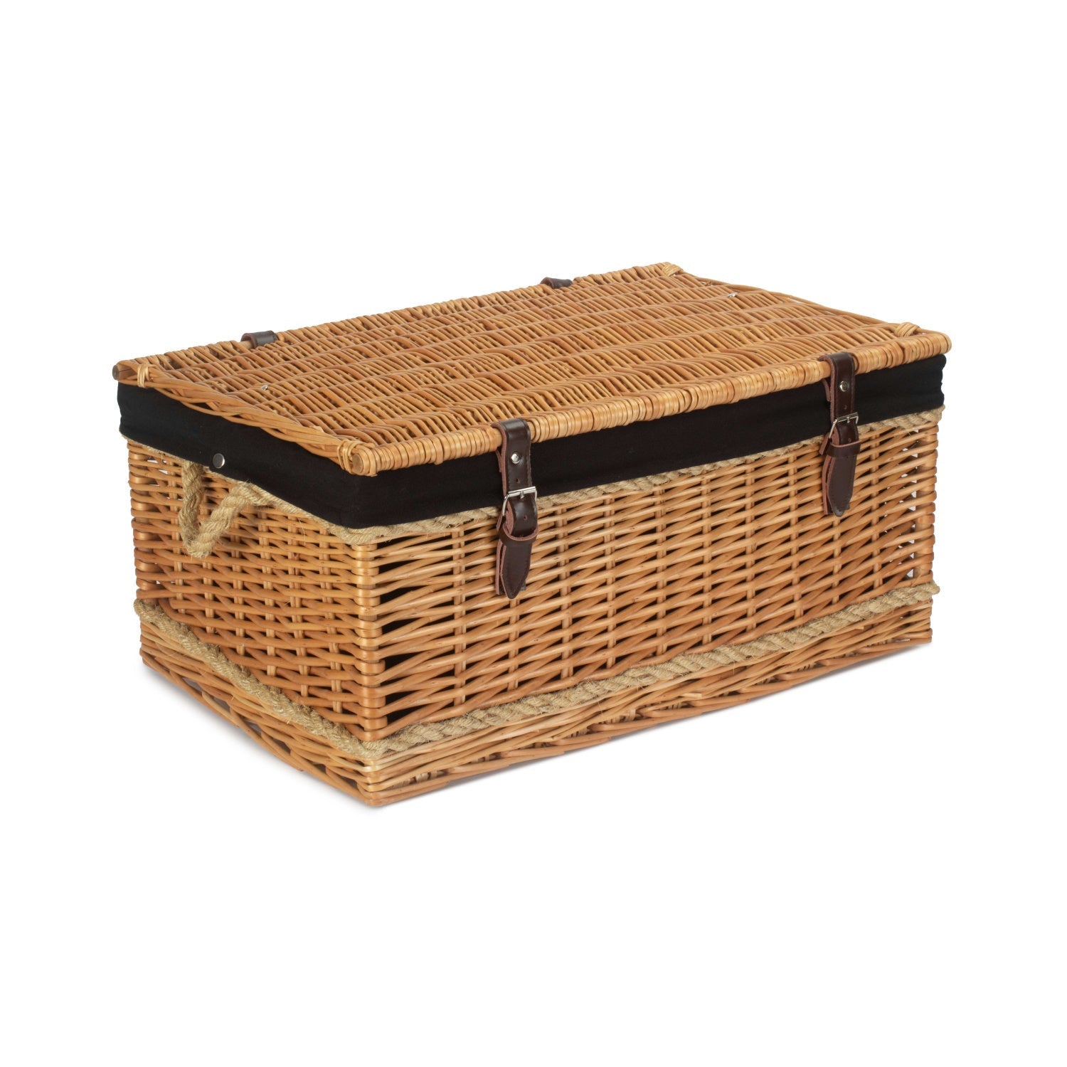 24 Inch Rope Handled Willow Hamper Trunk with Black Lining - REGN