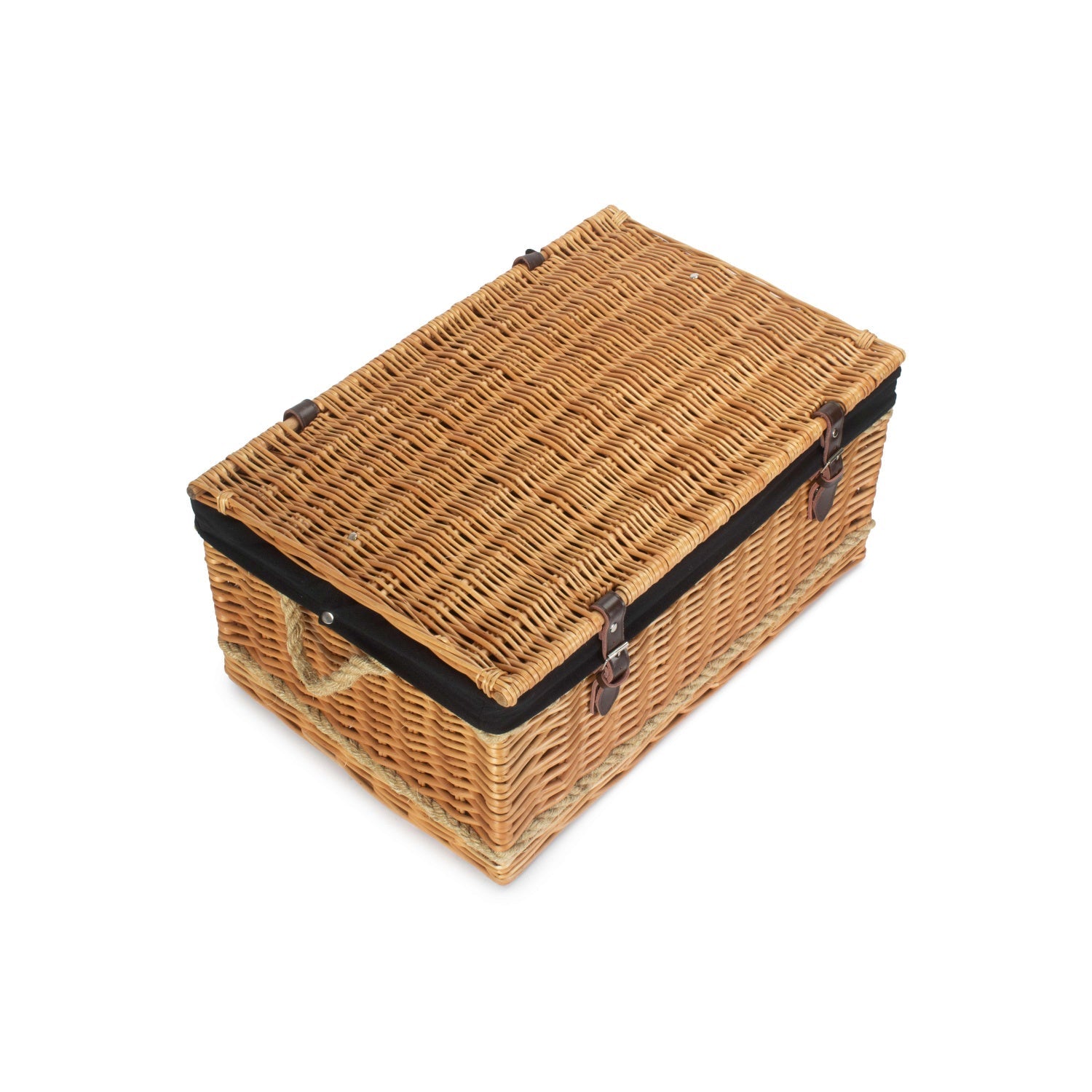 24 Inch Rope Handled Willow Hamper Trunk with Black Lining - REGN