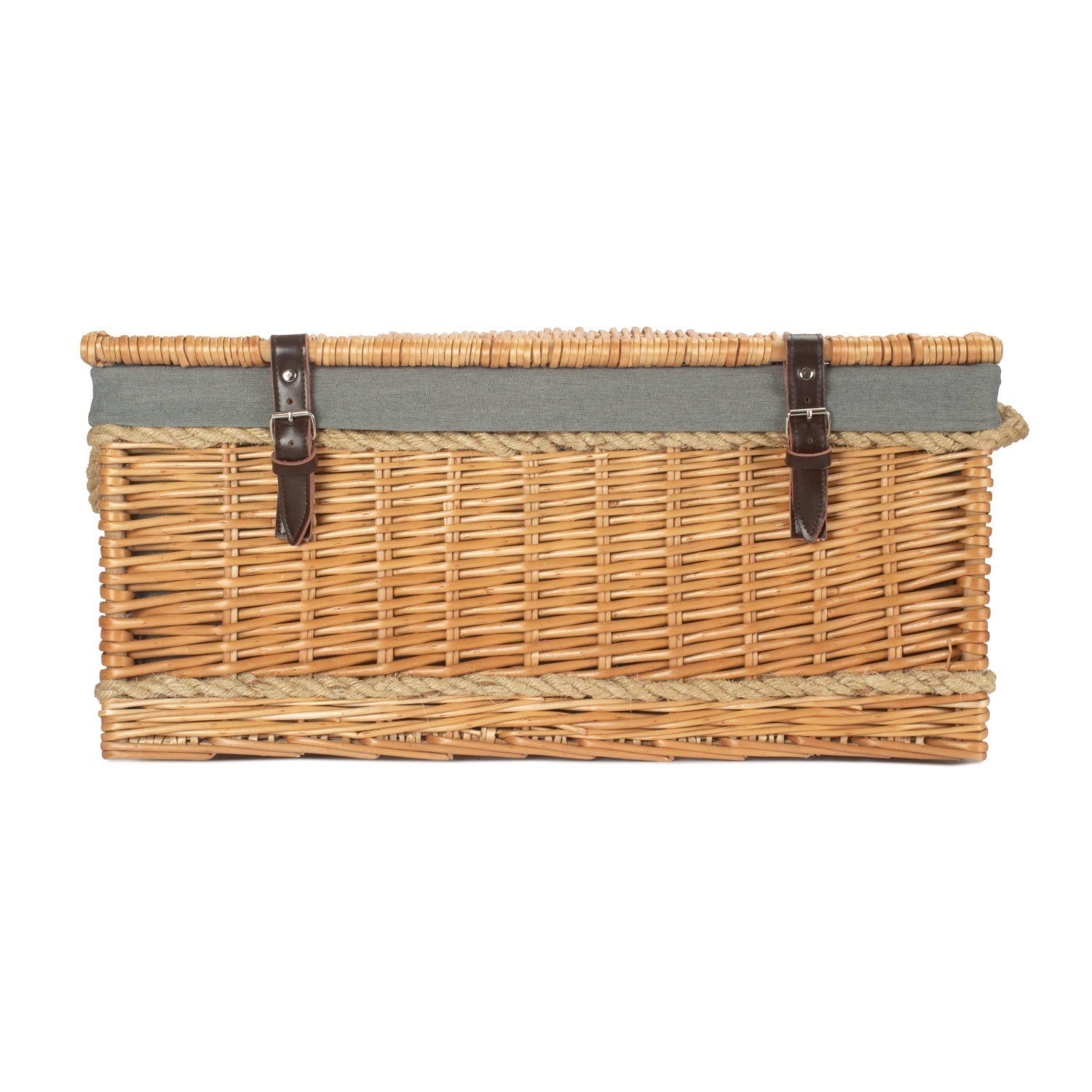 24 Inch Rope Handled Willow Hamper Trunk with Grey Sage Lining - REGN