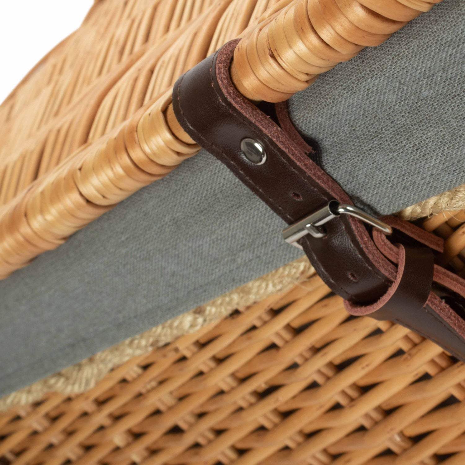 24 Inch Rope Handled Willow Hamper Trunk with Grey Sage Lining - REGN