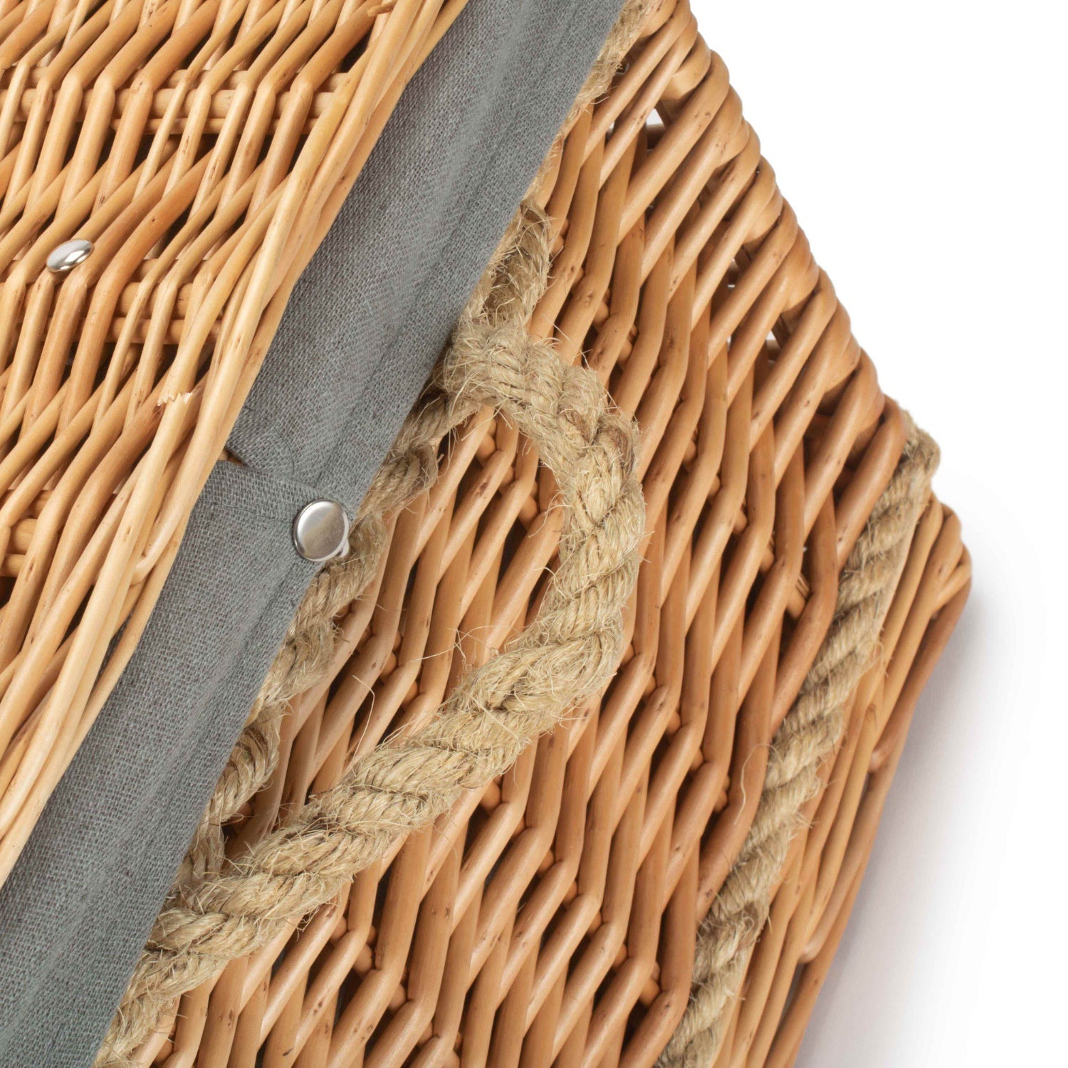 24 Inch Rope Handled Willow Hamper Trunk with Grey Sage Lining - REGN