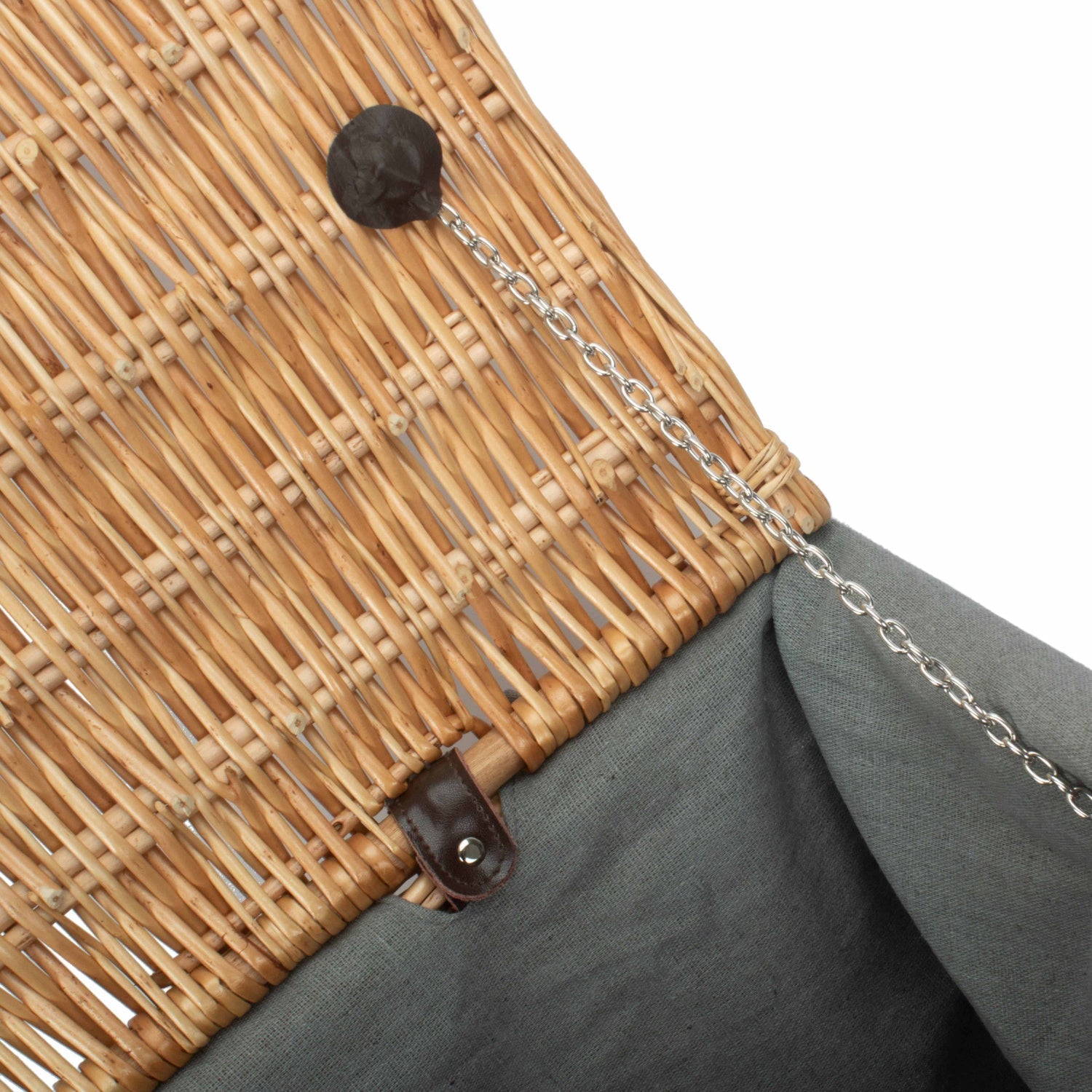 24 Inch Rope Handled Willow Hamper Trunk with Grey Sage Lining - REGN