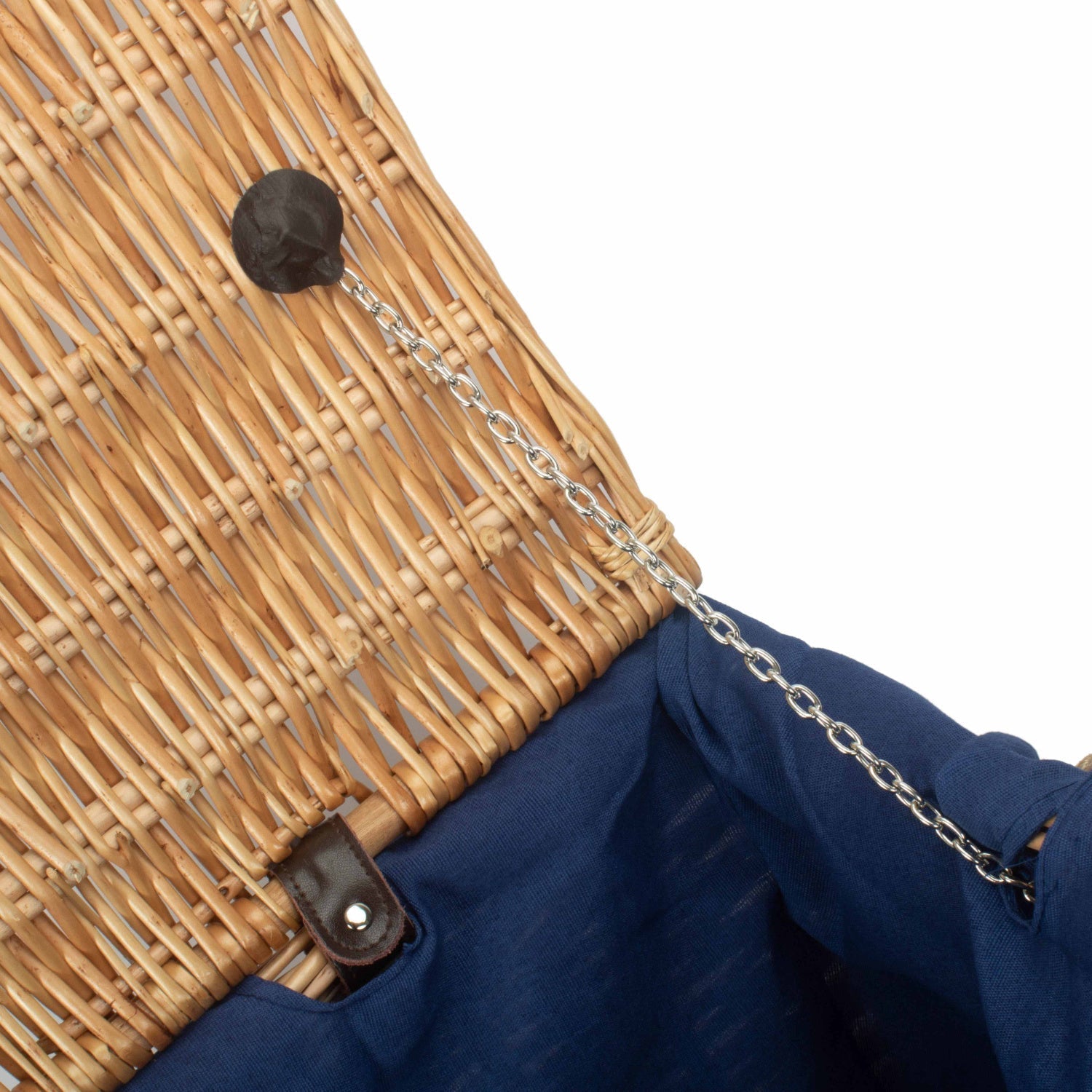 24 Inch Rope Handled Willow Hamper Trunk with Navy Blue Lining - REGN