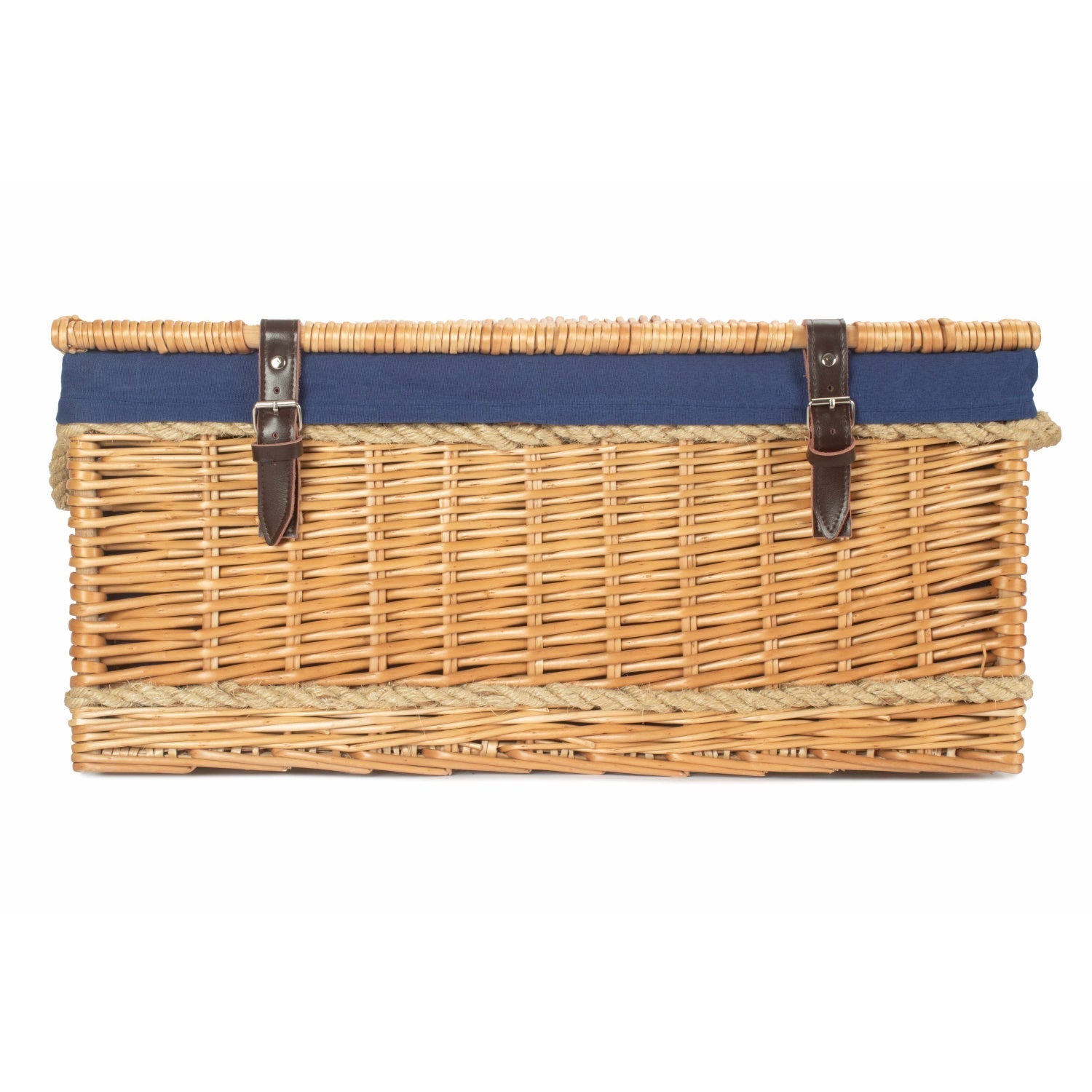24 Inch Rope Handled Willow Hamper Trunk with Navy Blue Lining - REGN