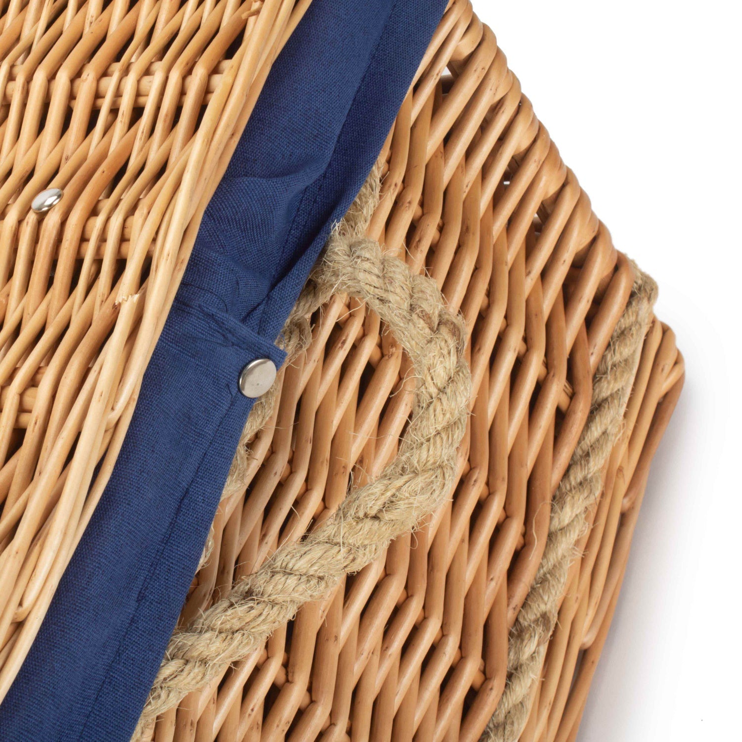 24 Inch Rope Handled Willow Hamper Trunk with Navy Blue Lining - REGN